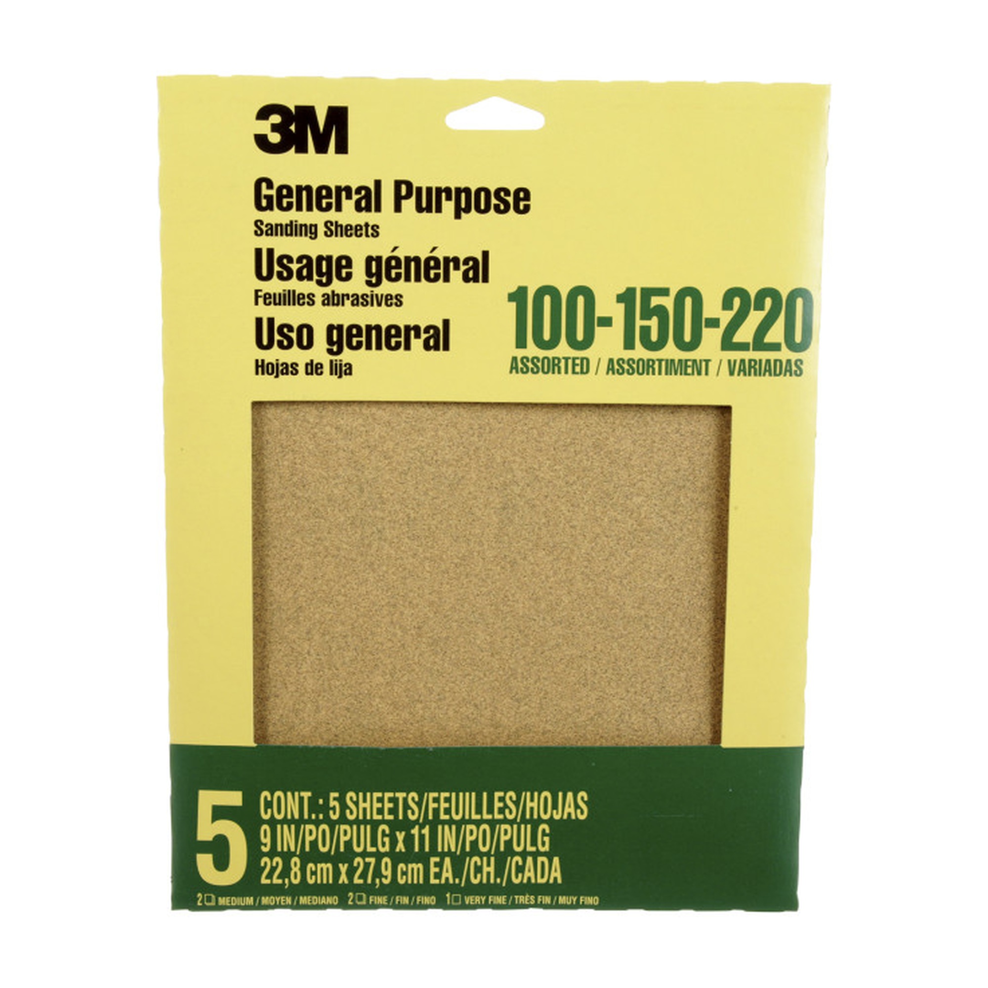 General Purpose Aluminum Oxide Sanding Sheet Assortment, 5 Pack