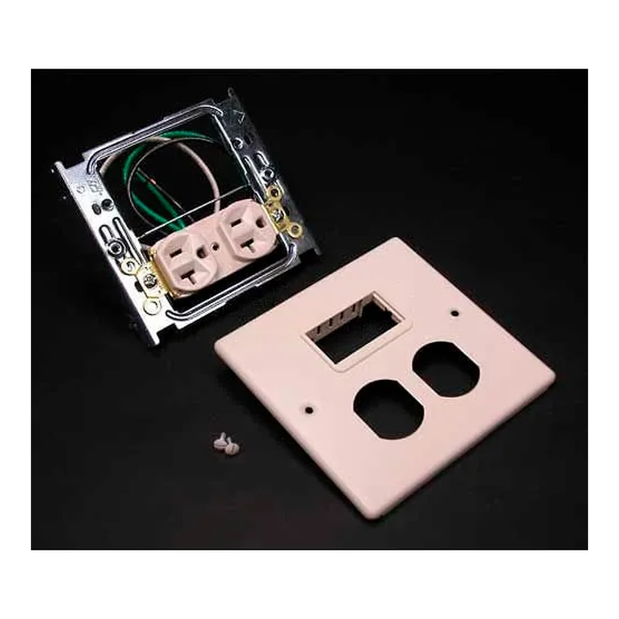 Two-Gang Overlapping Cover with Duplex Mini Adapter - Color: Pink