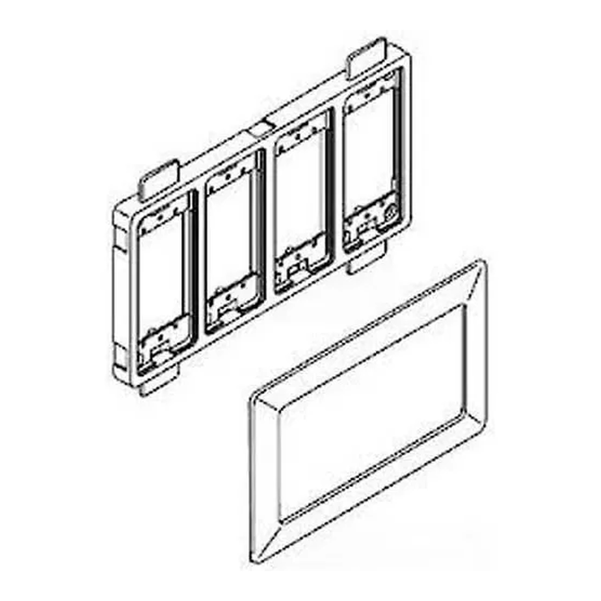 White 4-Gang Device Mounting Bracket and Trim Ring