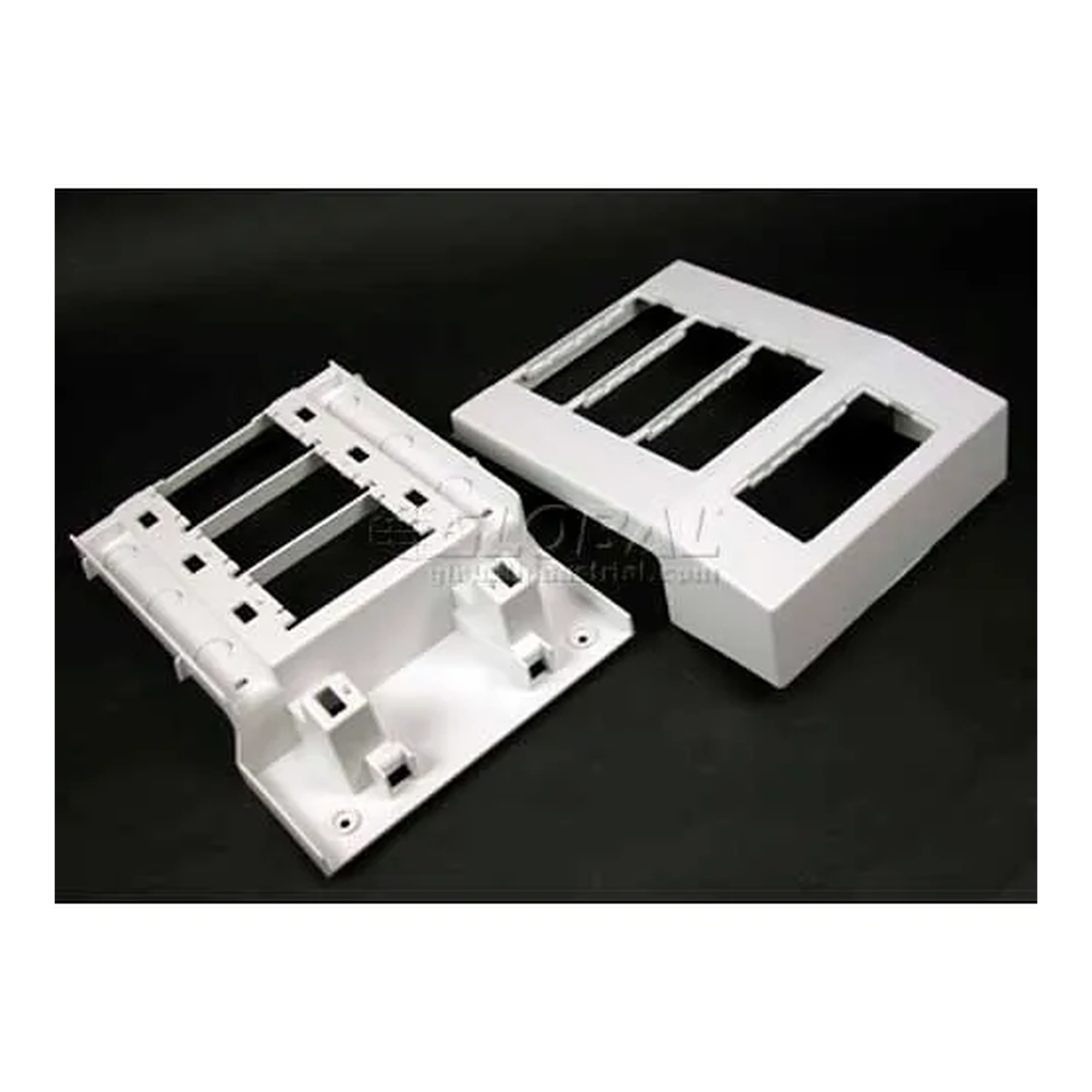 White 4-Gang Offset Device Mounting Bracket and Trim Ring