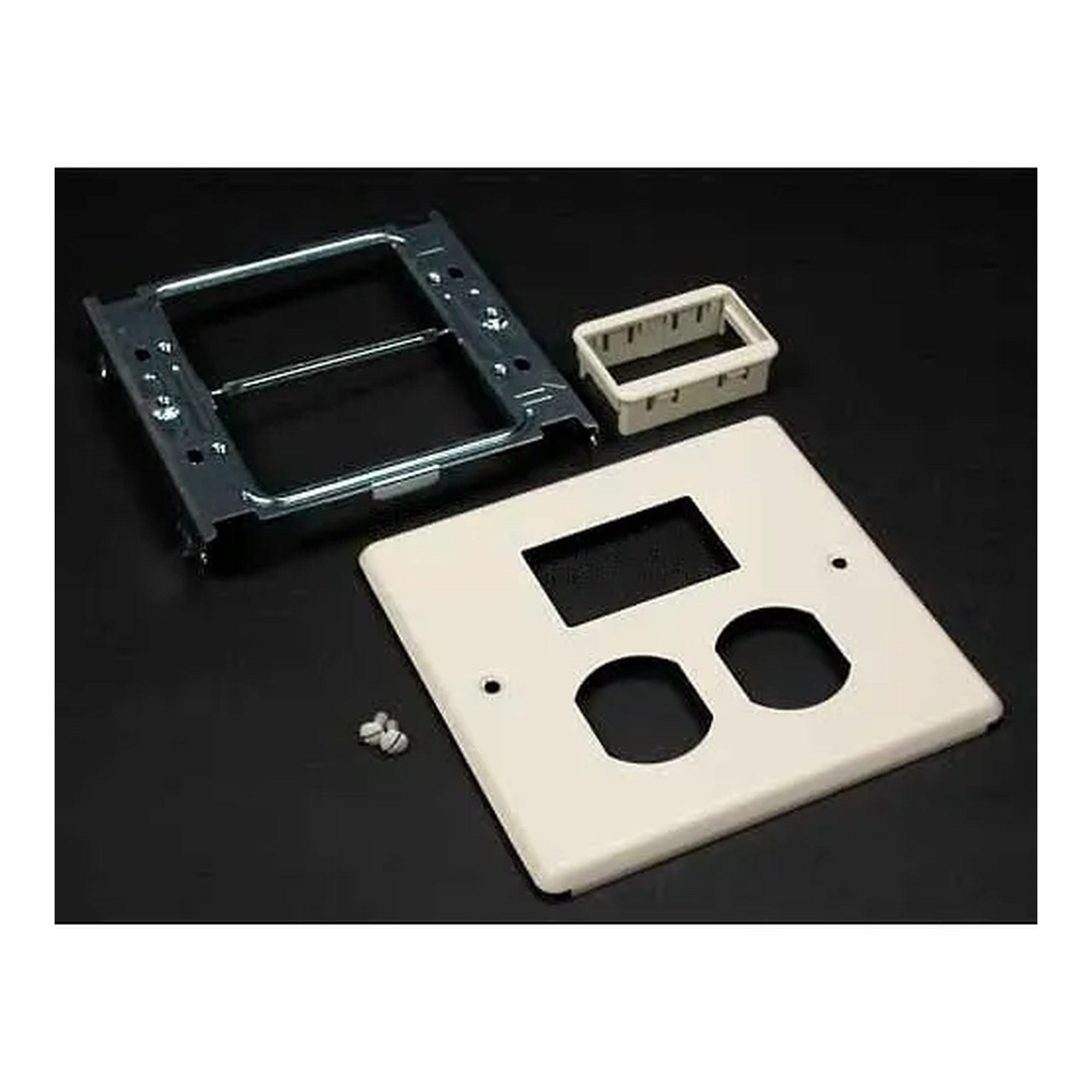 Gray Duplex Receptacle Adapter Bezel with Mini Adapter