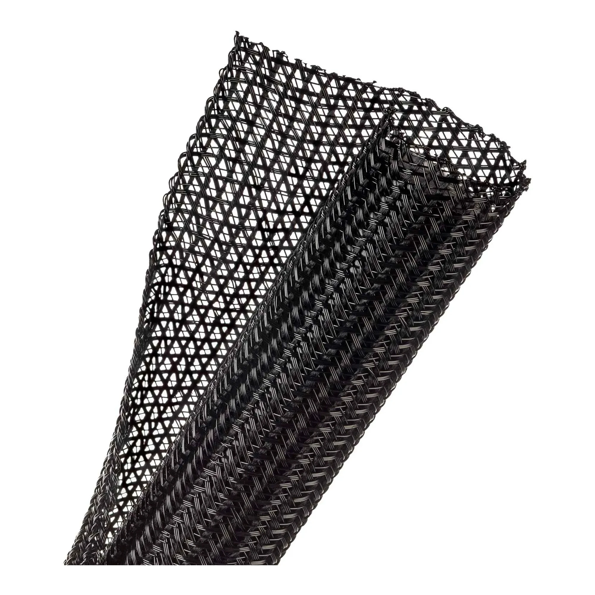 Black Split Wrappable Braided Cable Sleeve, 1.25 in. Diameter x 75 ft.