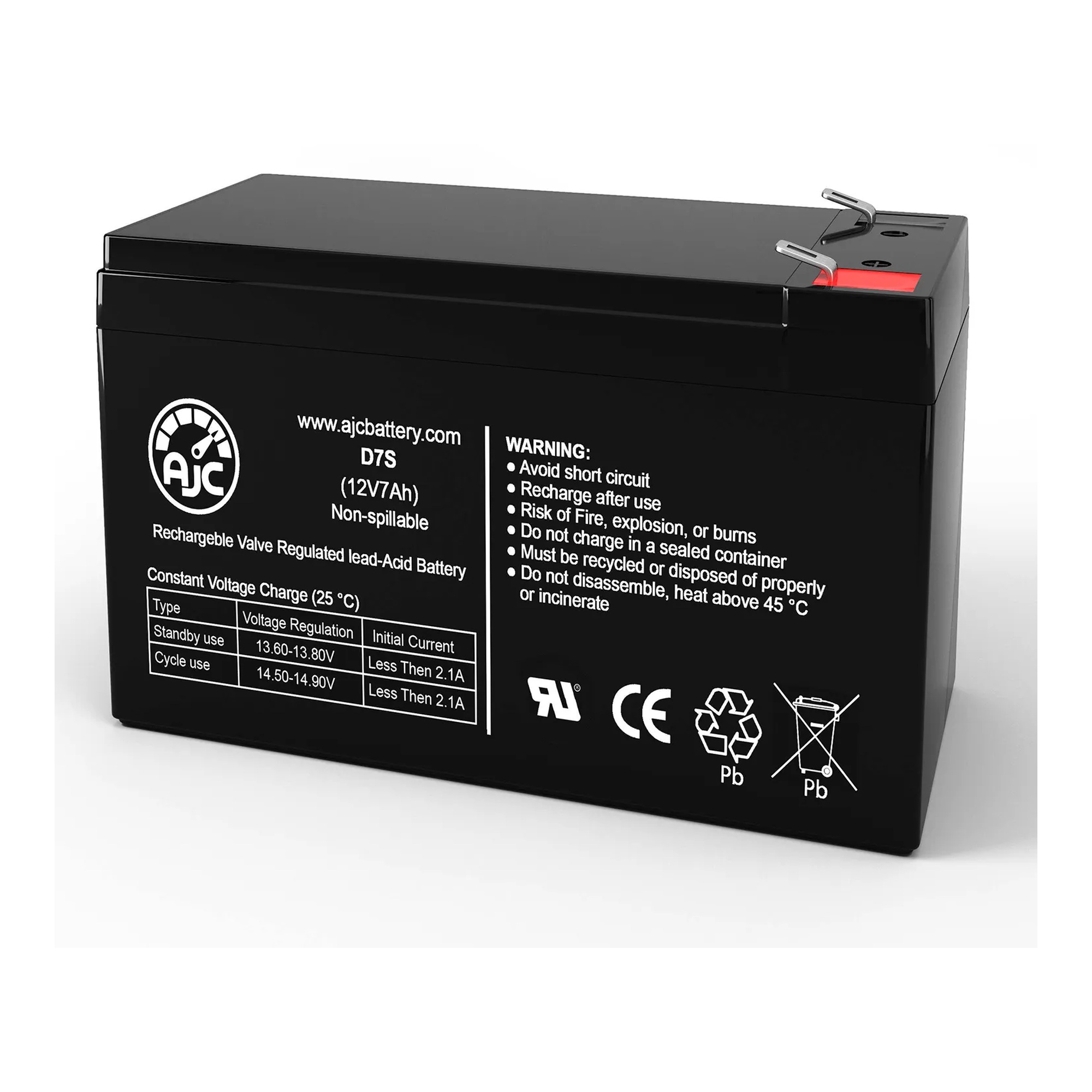 12V 7Ah F1 AGM Alarm System Replacement Battery - Model AJC-D7S-V-0-186182
