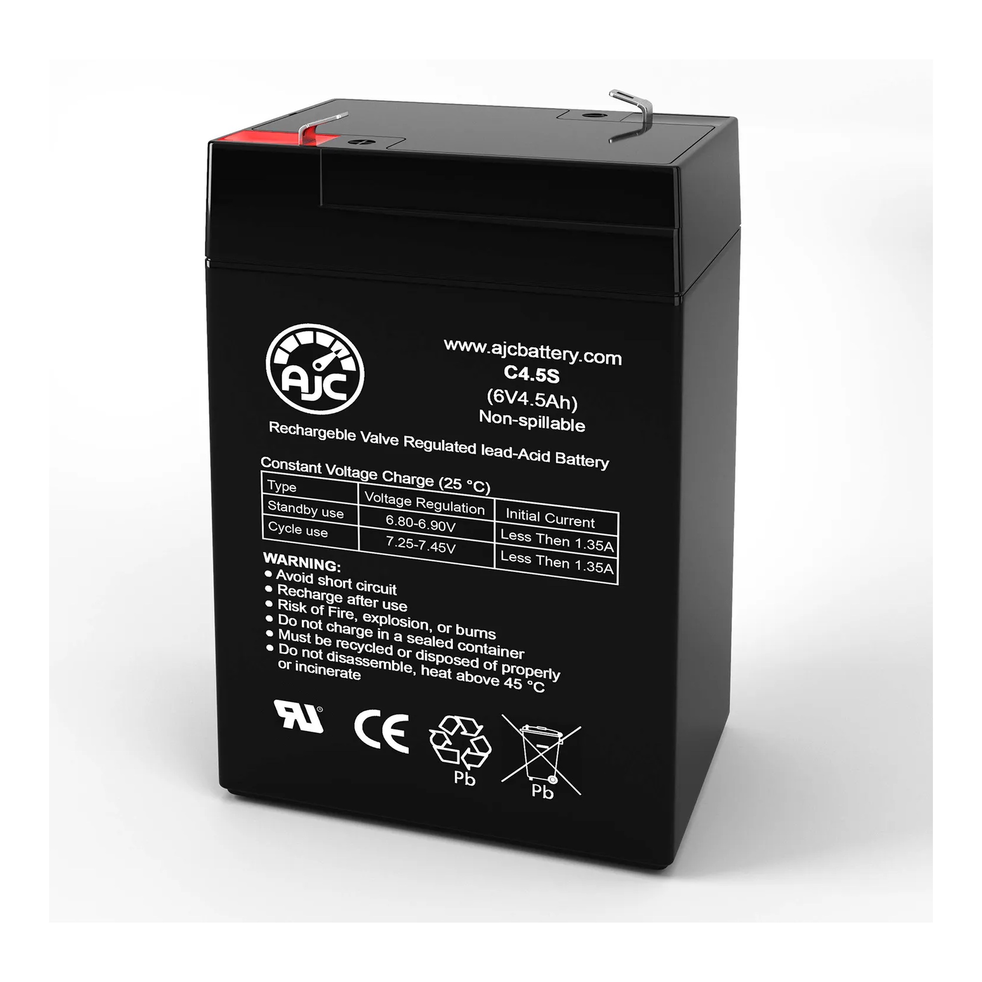 6V 4.5Ah F1 Alarm System Replacement Battery - Model AJC-C4.5S-I-0-186002