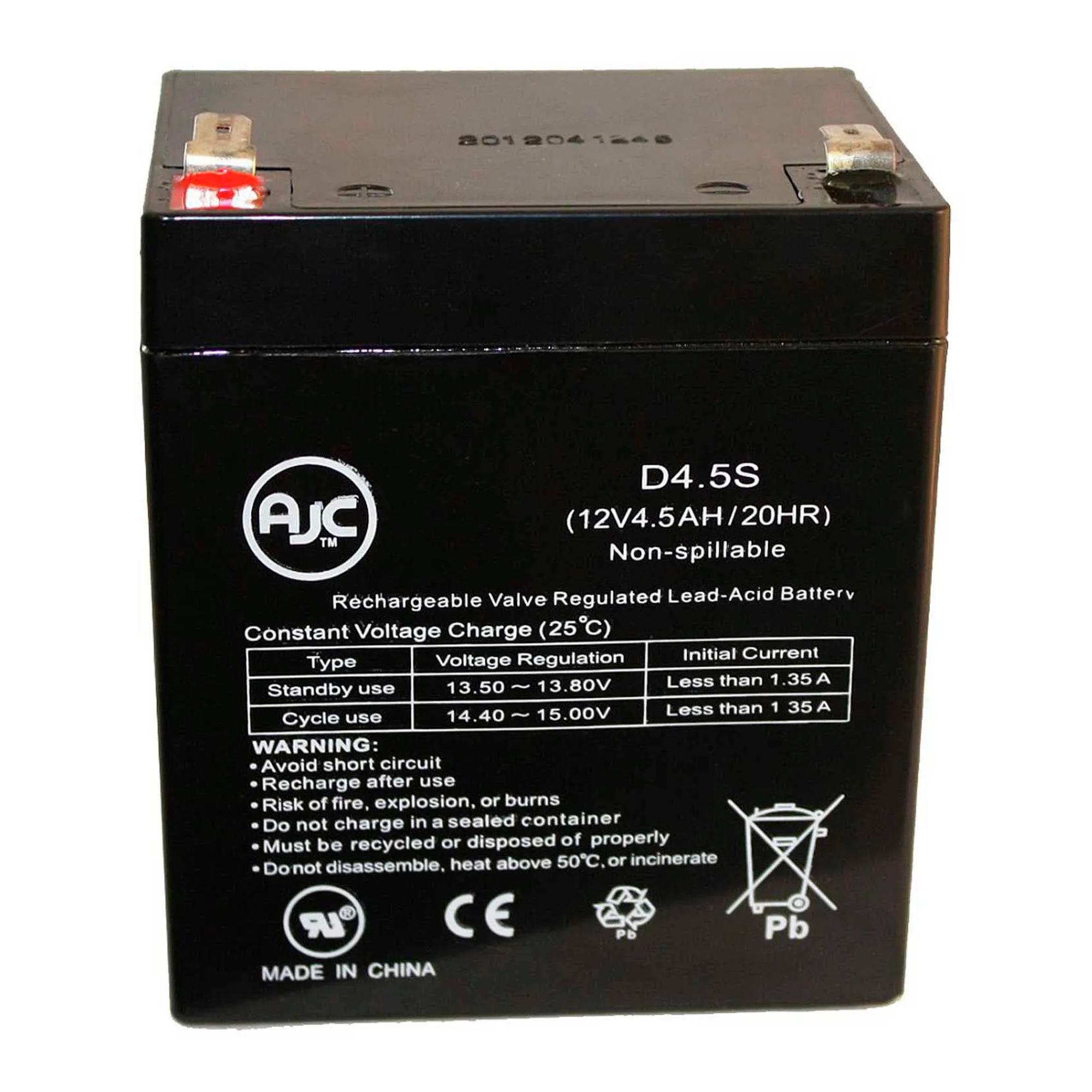 12V 4.5Ah AGM Alarm System Replacement Battery - 2.8 in W x 3.9 in H x 3.5 D