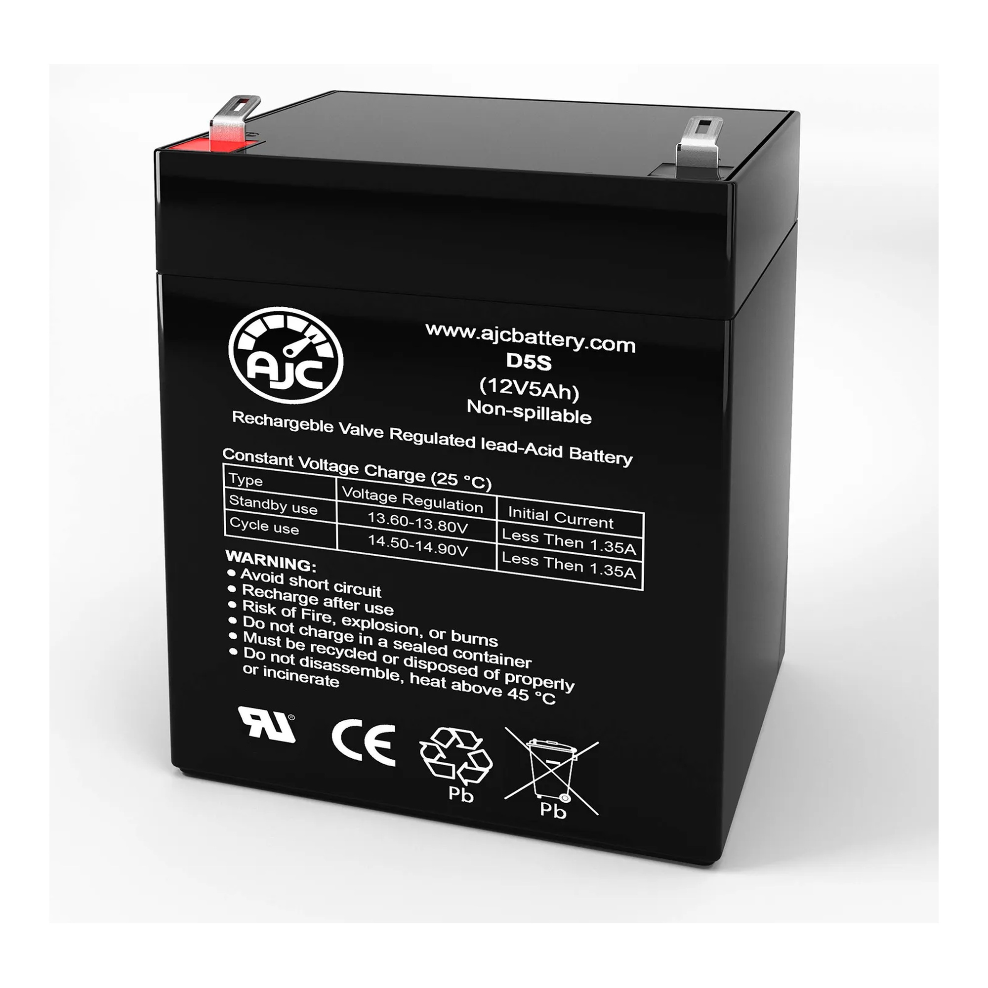 12V 5Ah AGM Alarm System Replacement Battery with F1 Terminal