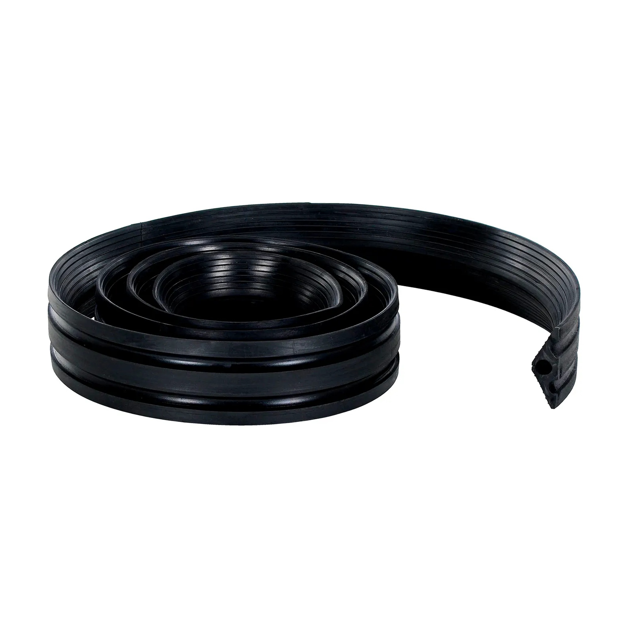 Black extruded rubber single-channel cord protector