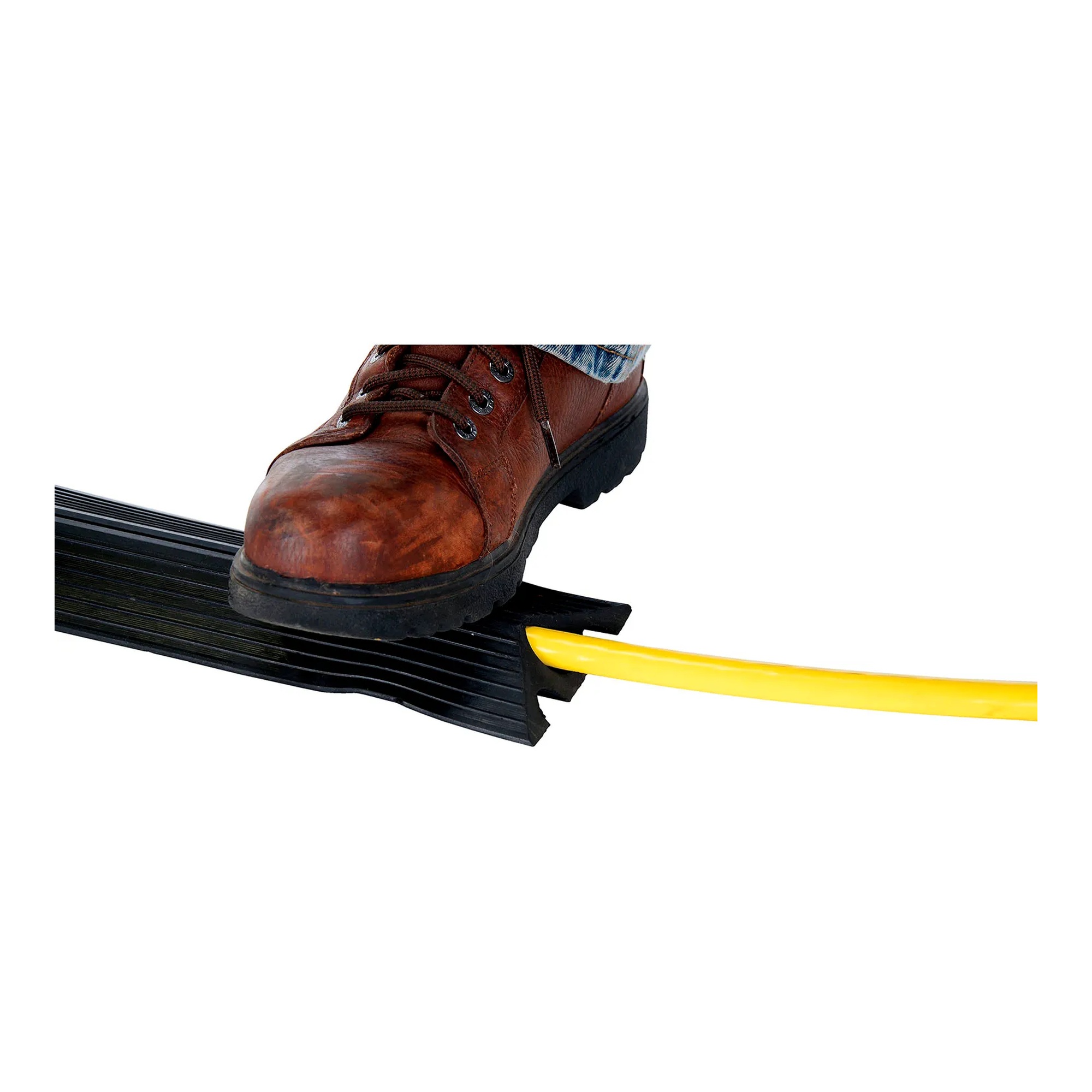 Black extruded rubber single-channel cord protector