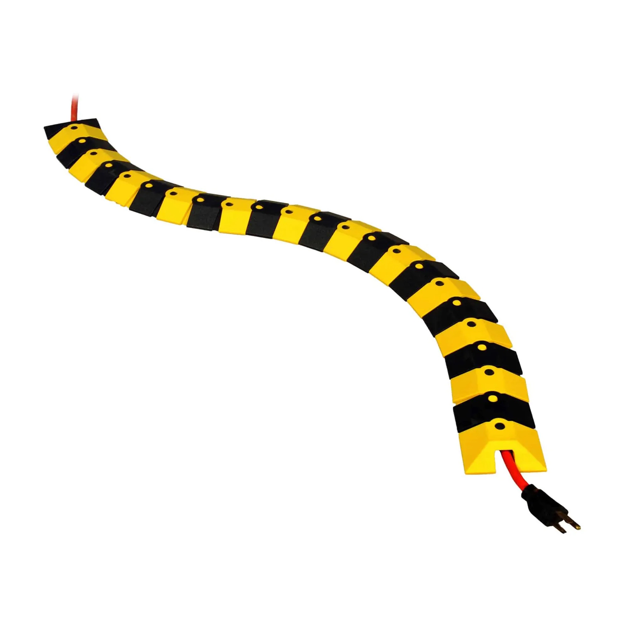 Black and yellow articulating cable protector extension