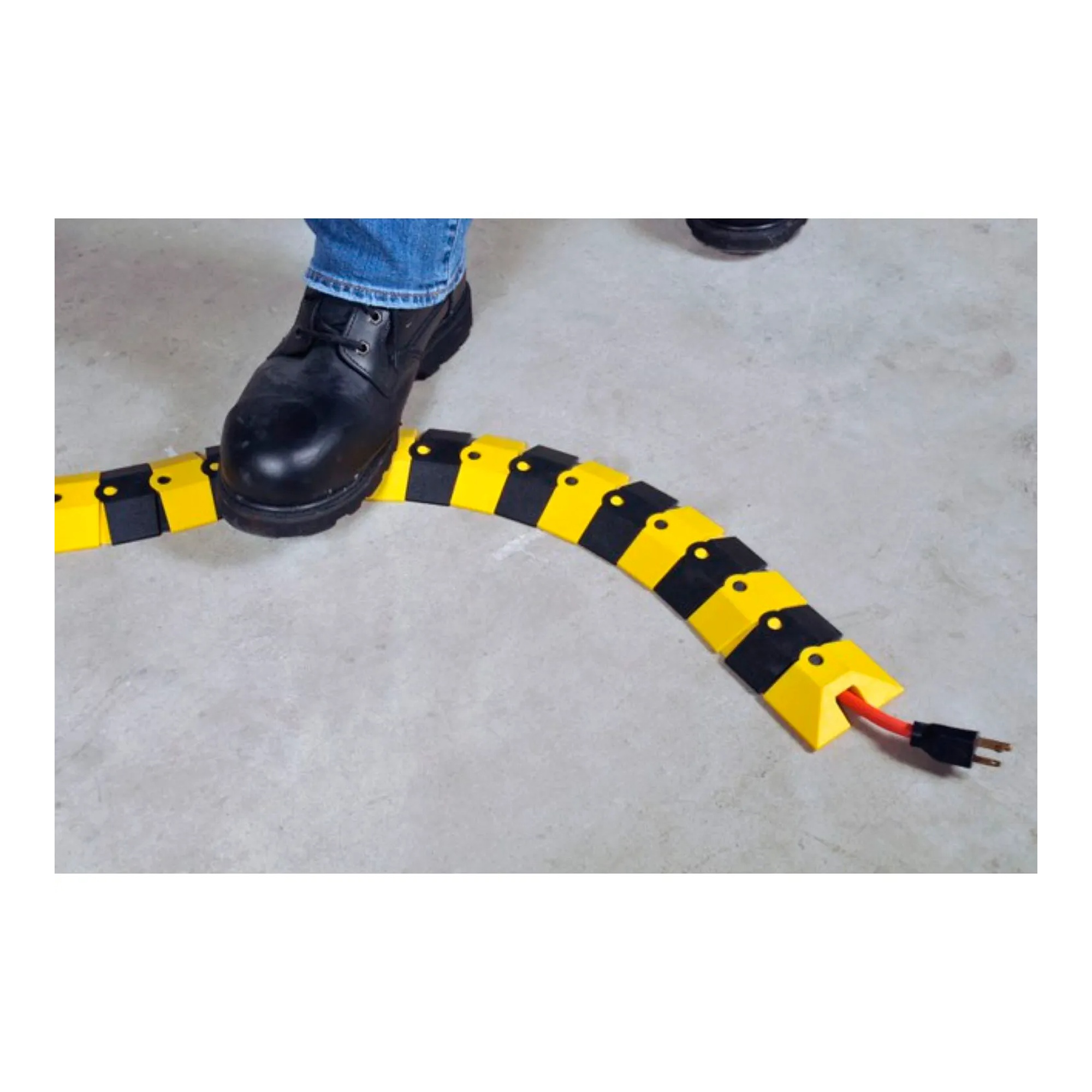 Black and yellow articulating cable protector extension
