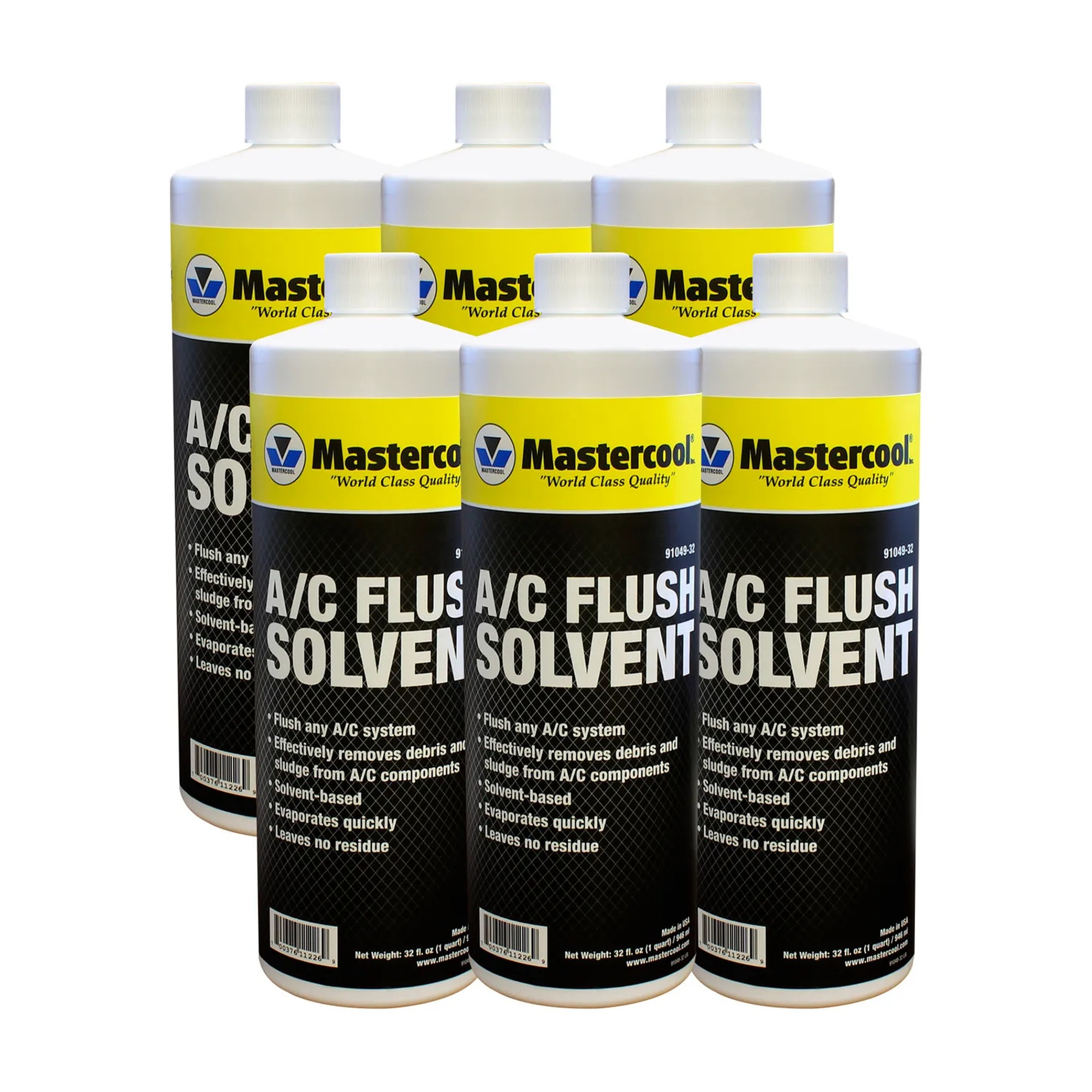 Six-pack of 32 oz. A/C flush solvent