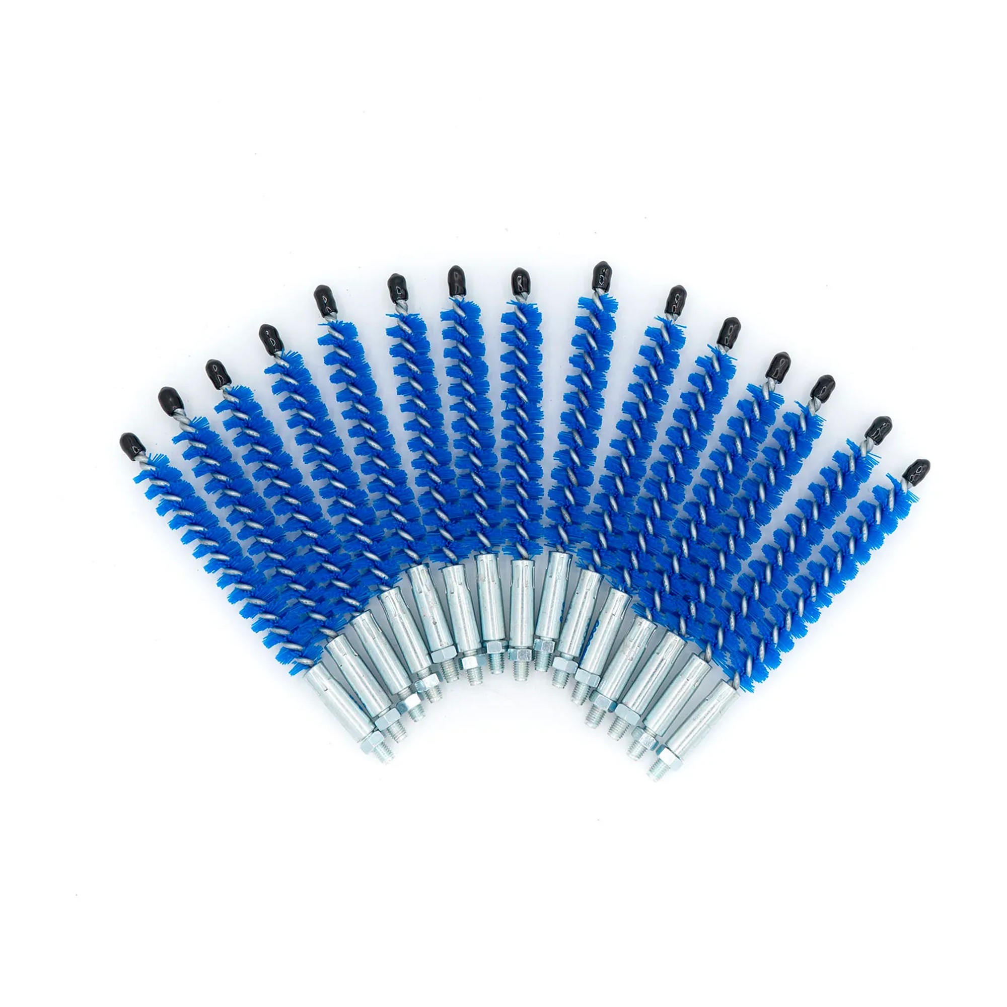 Blue nylon tube cleaning brushes for 1/4 inch ID tubes, pack of 15