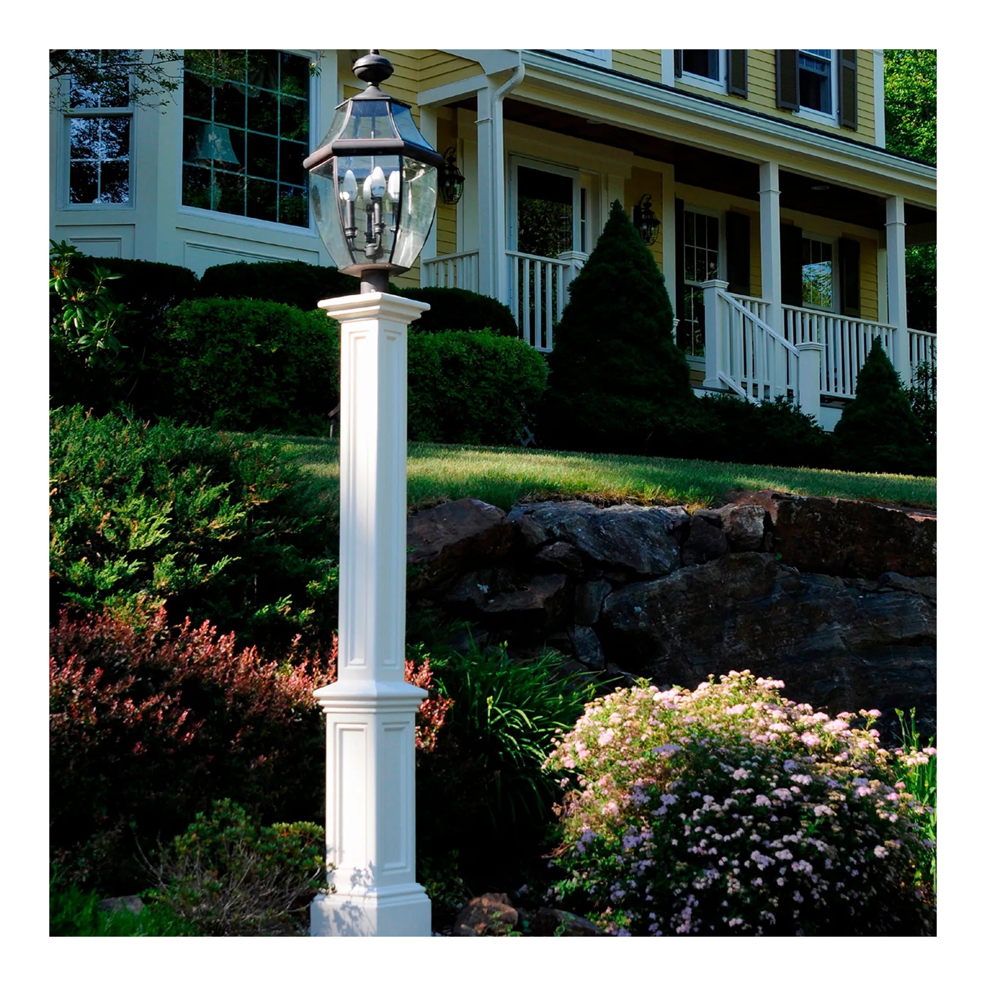 White polyethylene decorative outdoor lamp post