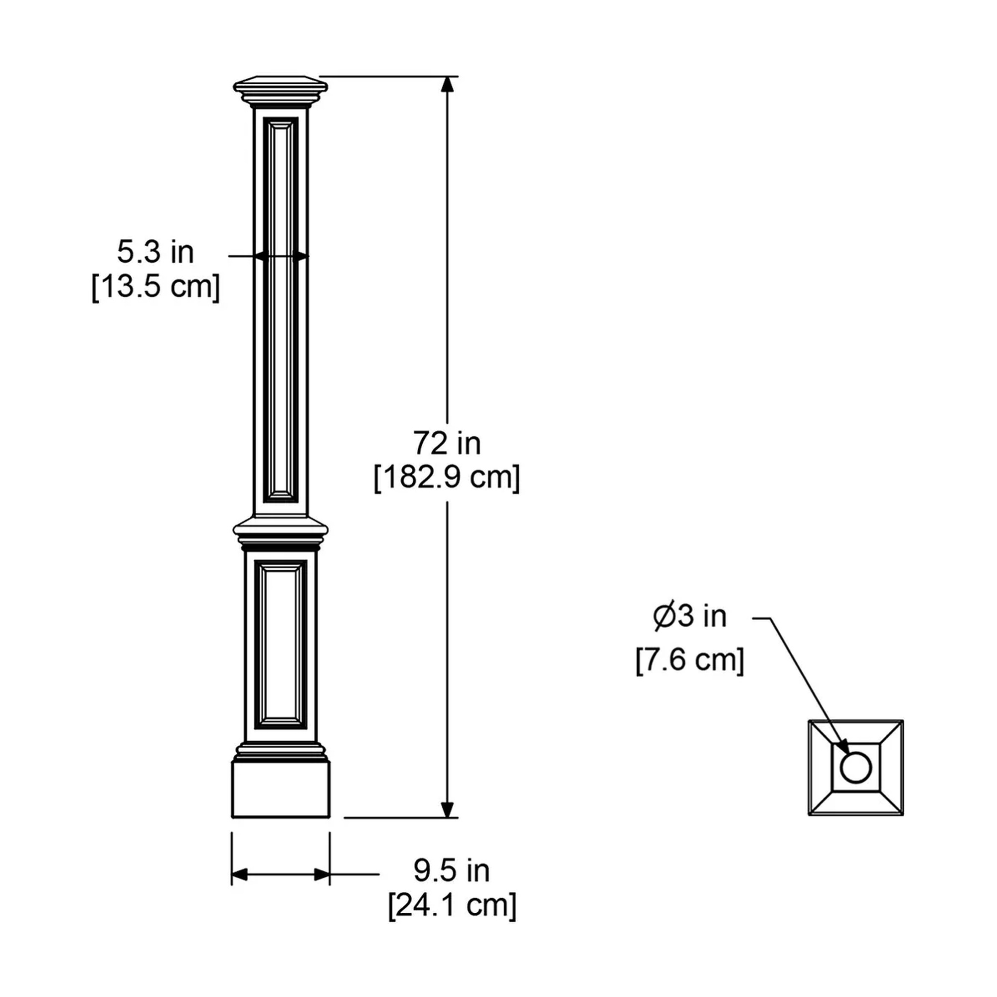 White polyethylene decorative outdoor lamp post