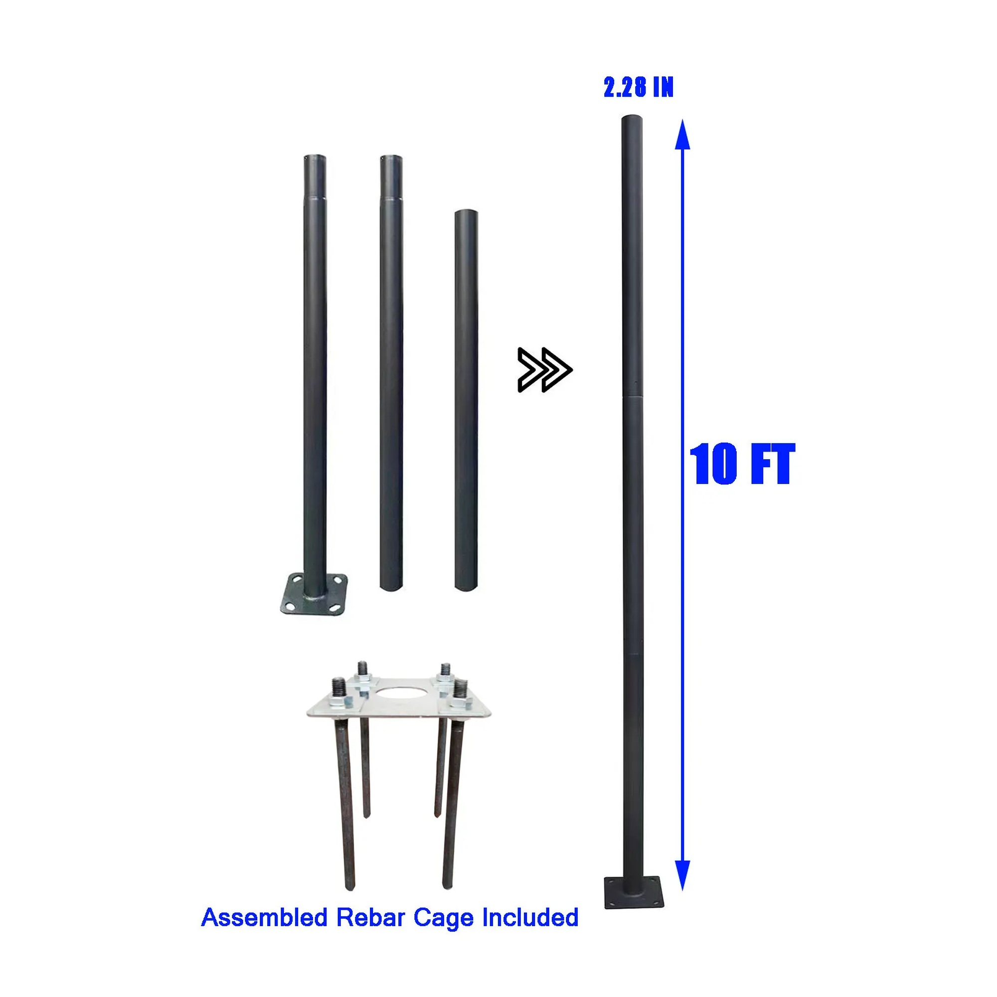 Extendable Black Outdoor Universal Light Post