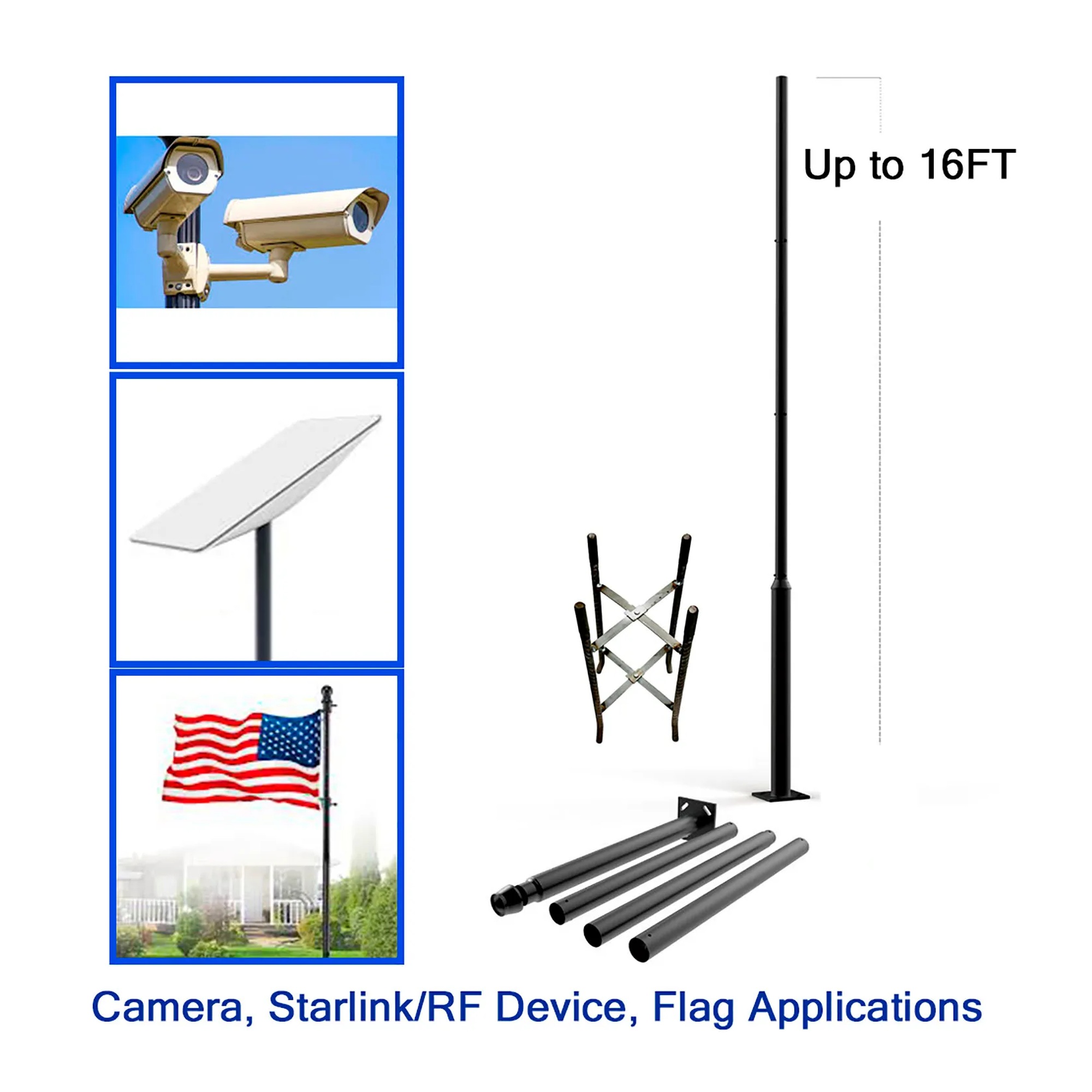 Black extendable outdoor light post with 3-1/2 inch top mount