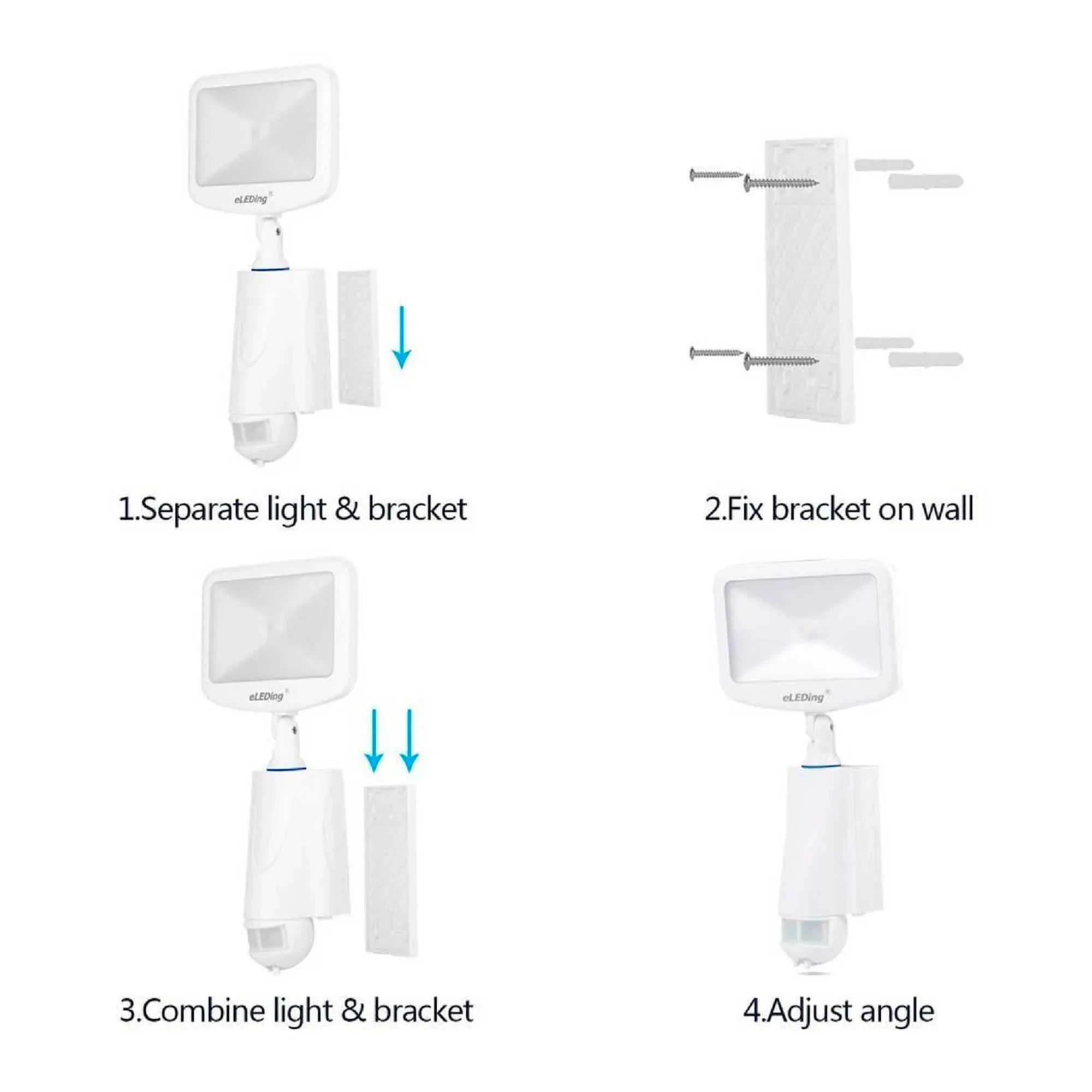 White solar smart dusk-to-dawn flood light with ePIR sensing