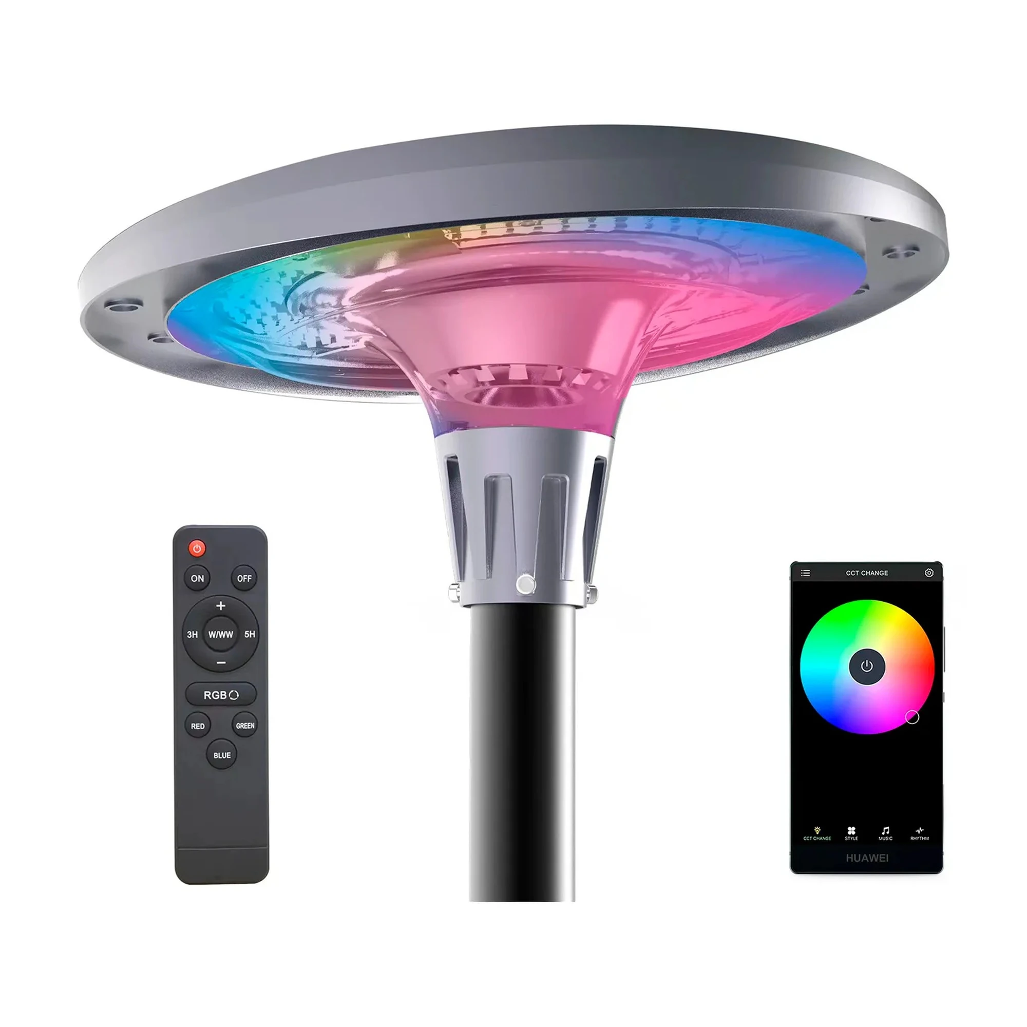20W RGB LED Solar UFO Post Light
