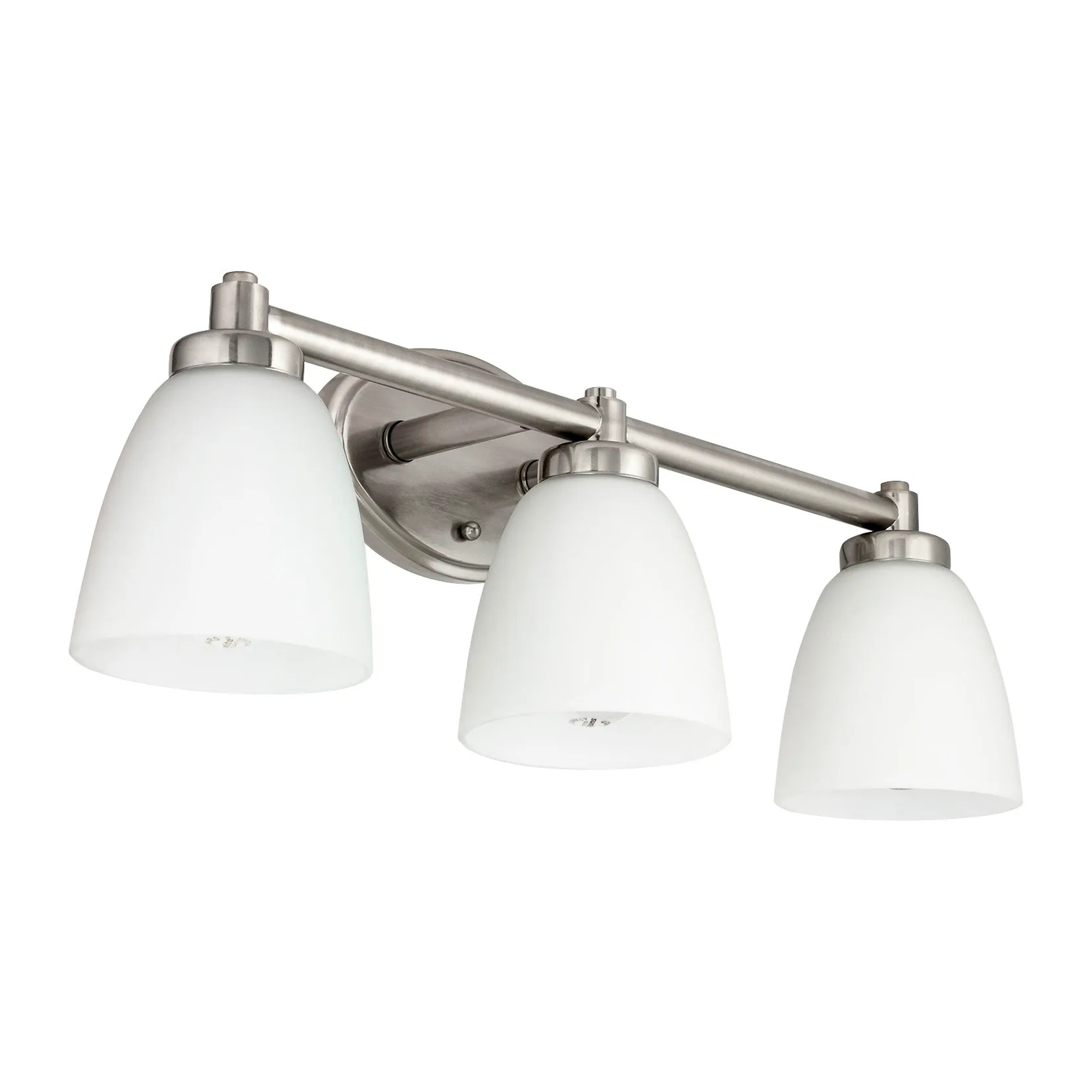 Three-Light Bell Shade Vanity Wall Fixture, Brushed Nickel