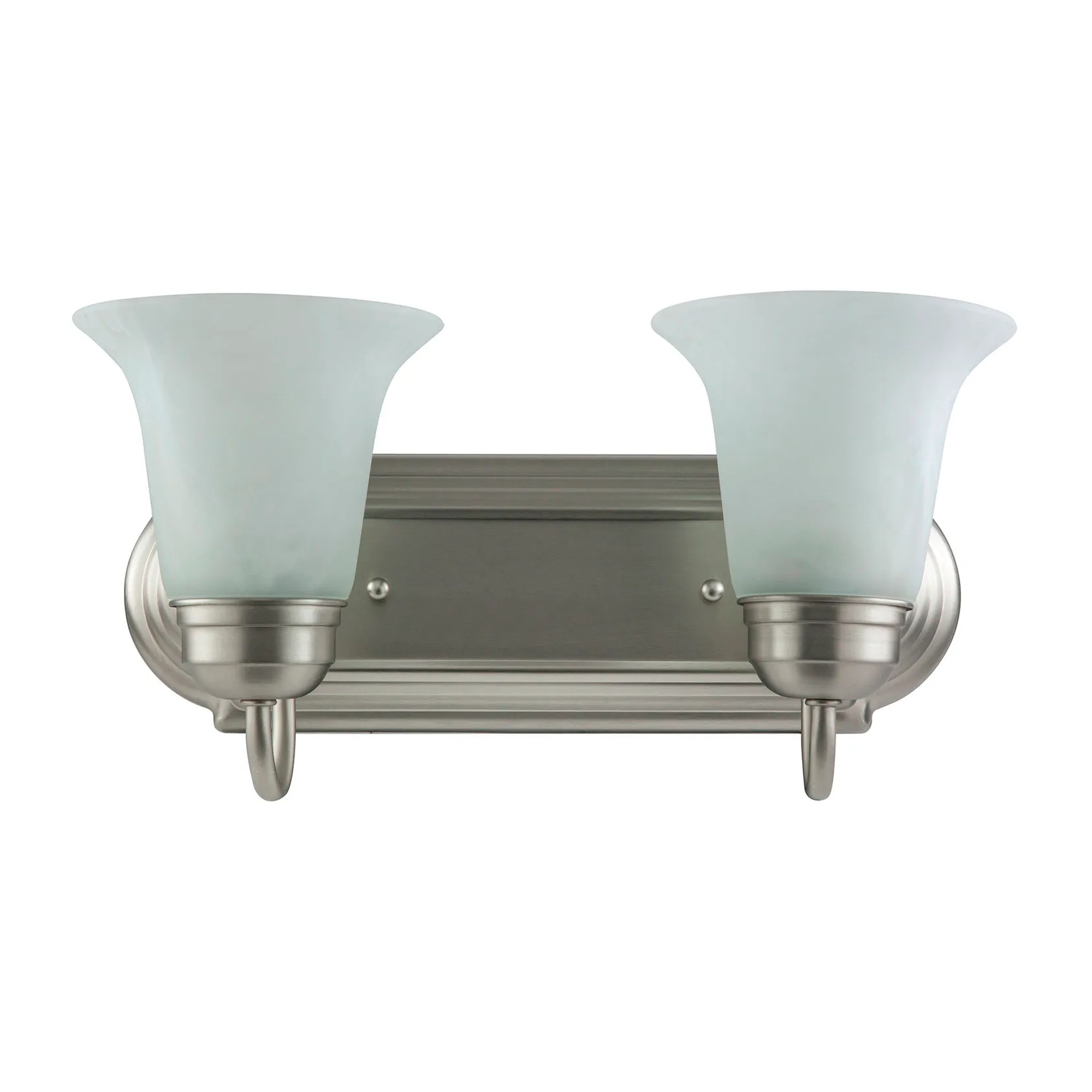 Two-Light Bell-Shaped Vanity Wall Fixture, Brushed Nickel