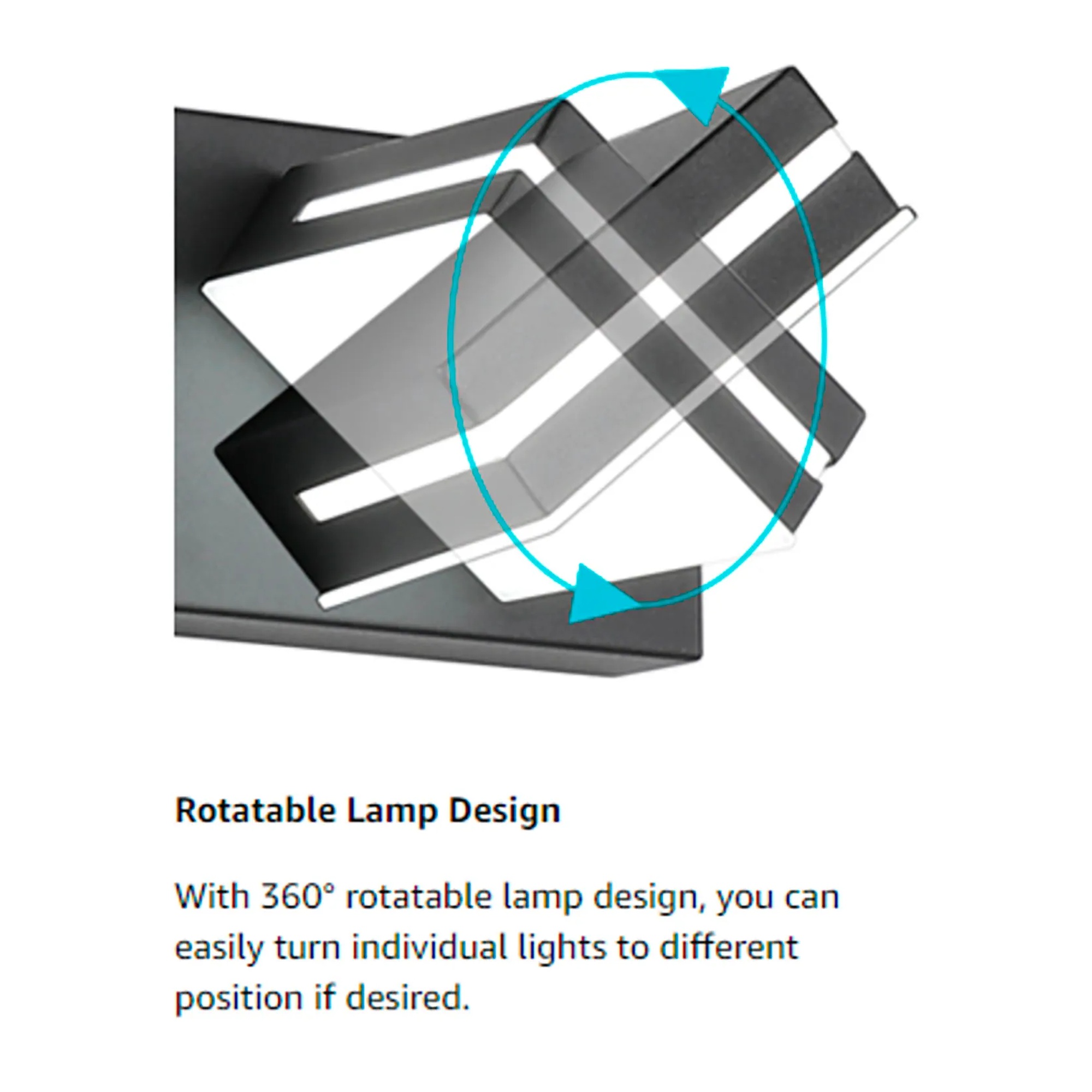 Black LED square vanity light with frosted diffuser