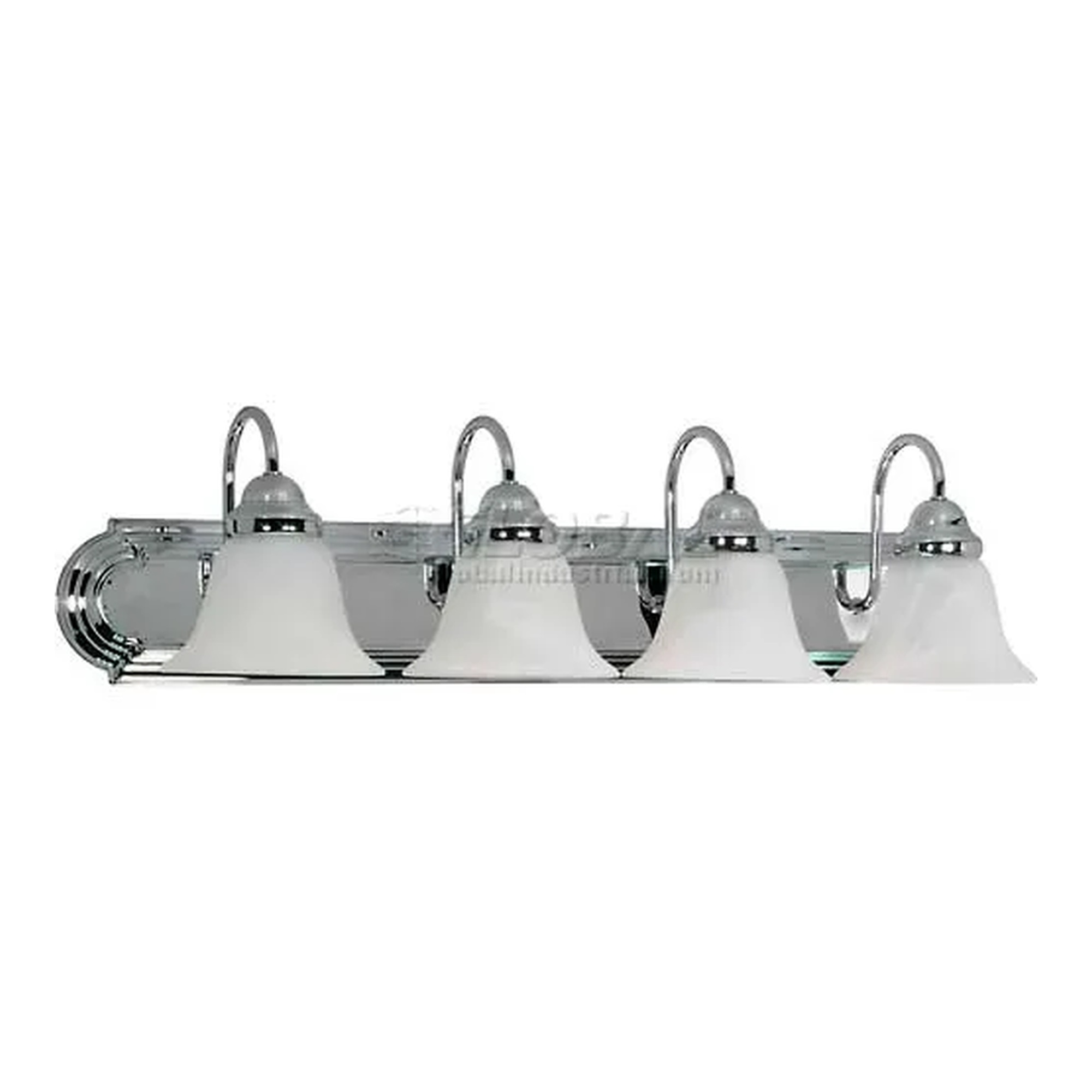 Four-Light Polished Chrome Vanity Light with Alabaster Glass Bell Shades