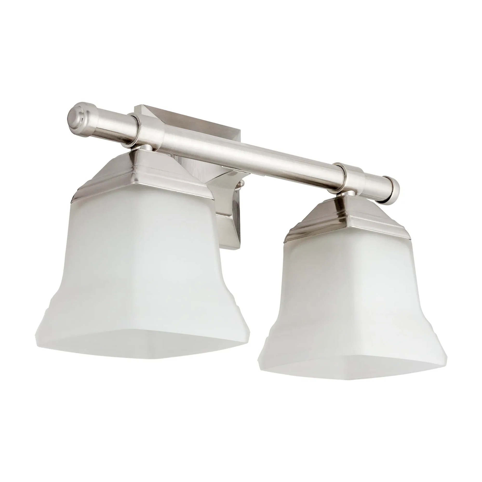 Two-Light Square Bell Vanity Fixture, Brushed Nickel