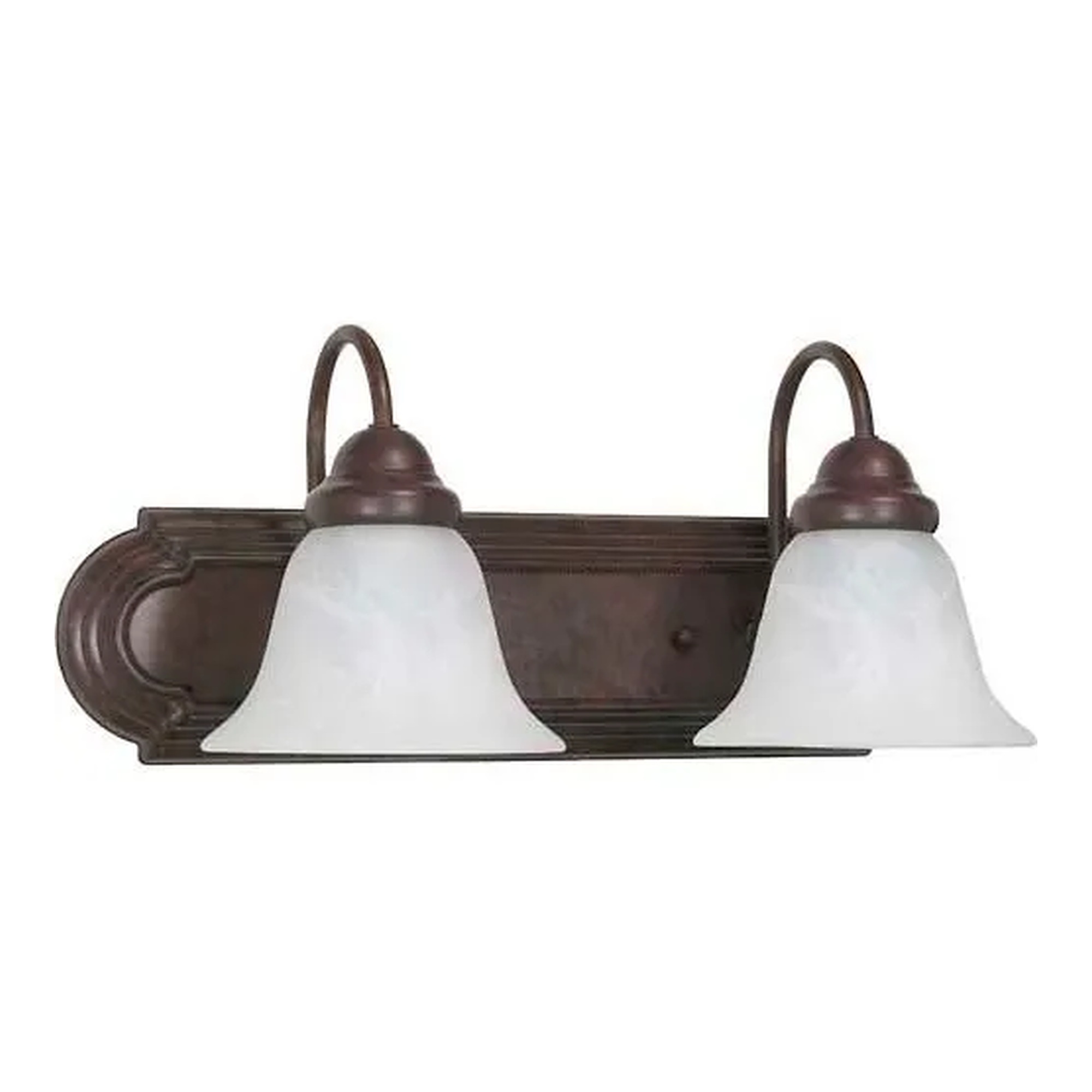 Two-Light Alabaster Old Bronze Vanity and Wall Fixture