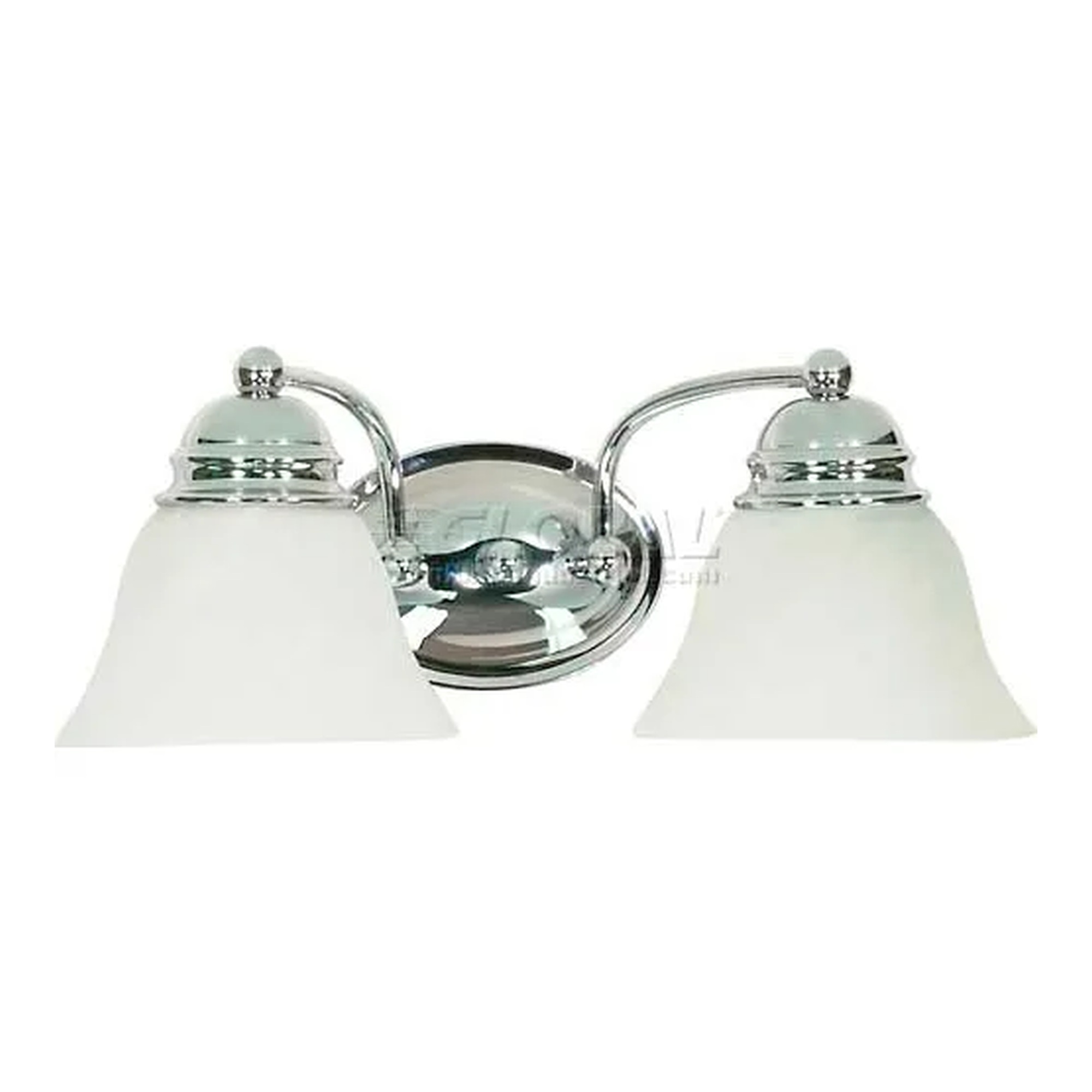 Two-Light Polished Chrome Vanity Light with Alabaster Glass Bell Shades
