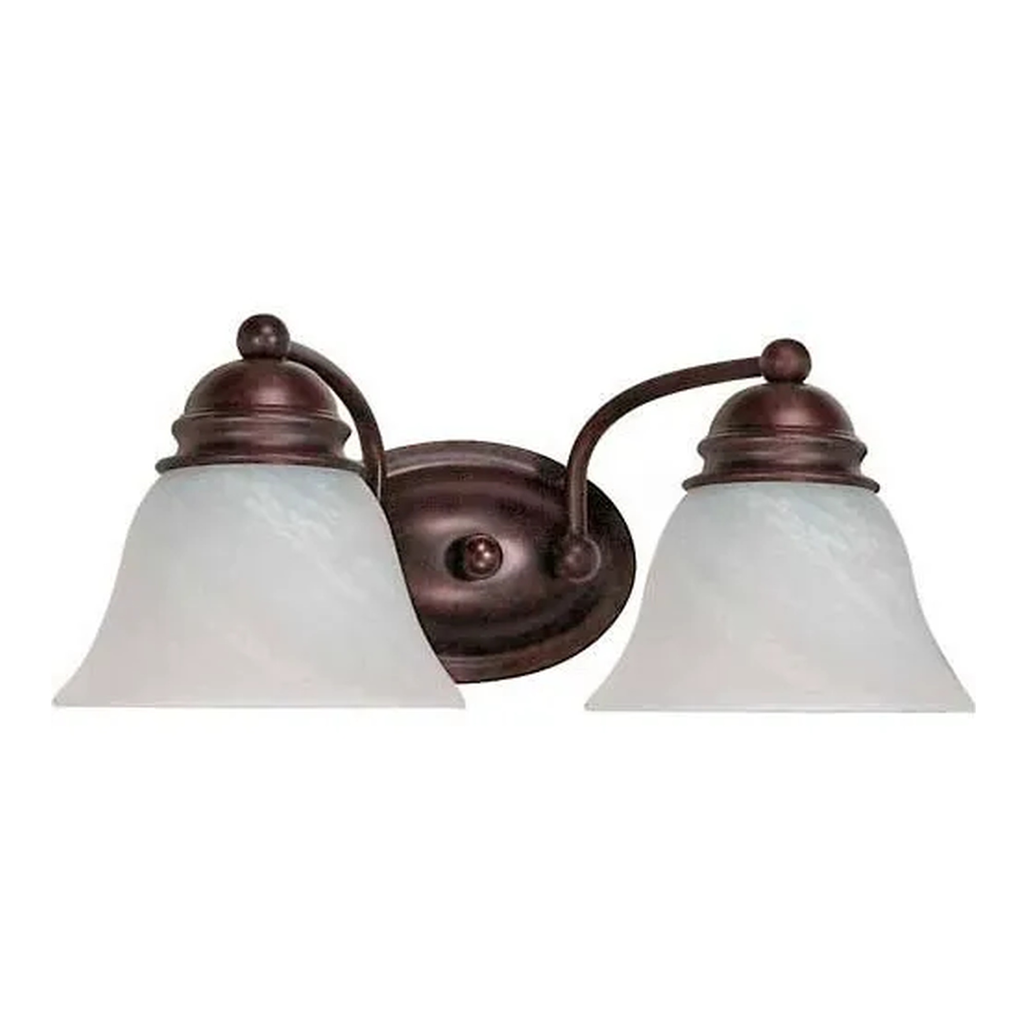 Empire Two-Light Vanity Fixture with Alabaster Glass Bell Shades