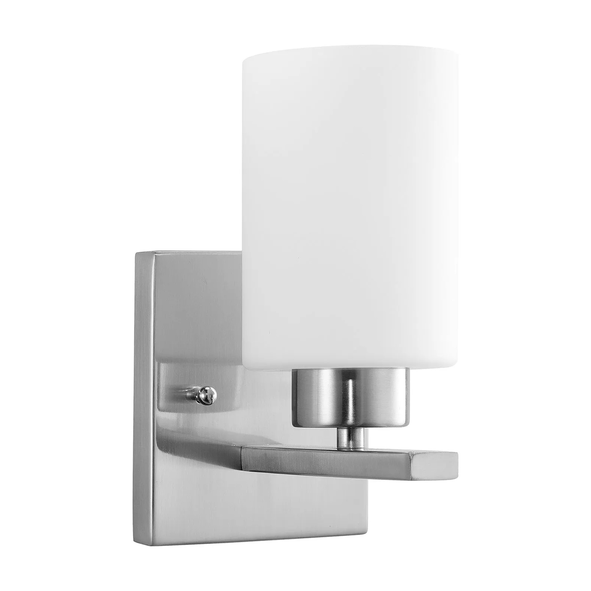 Modern Frosted Glass Cylinder Vanity Light, Brushed Nickel