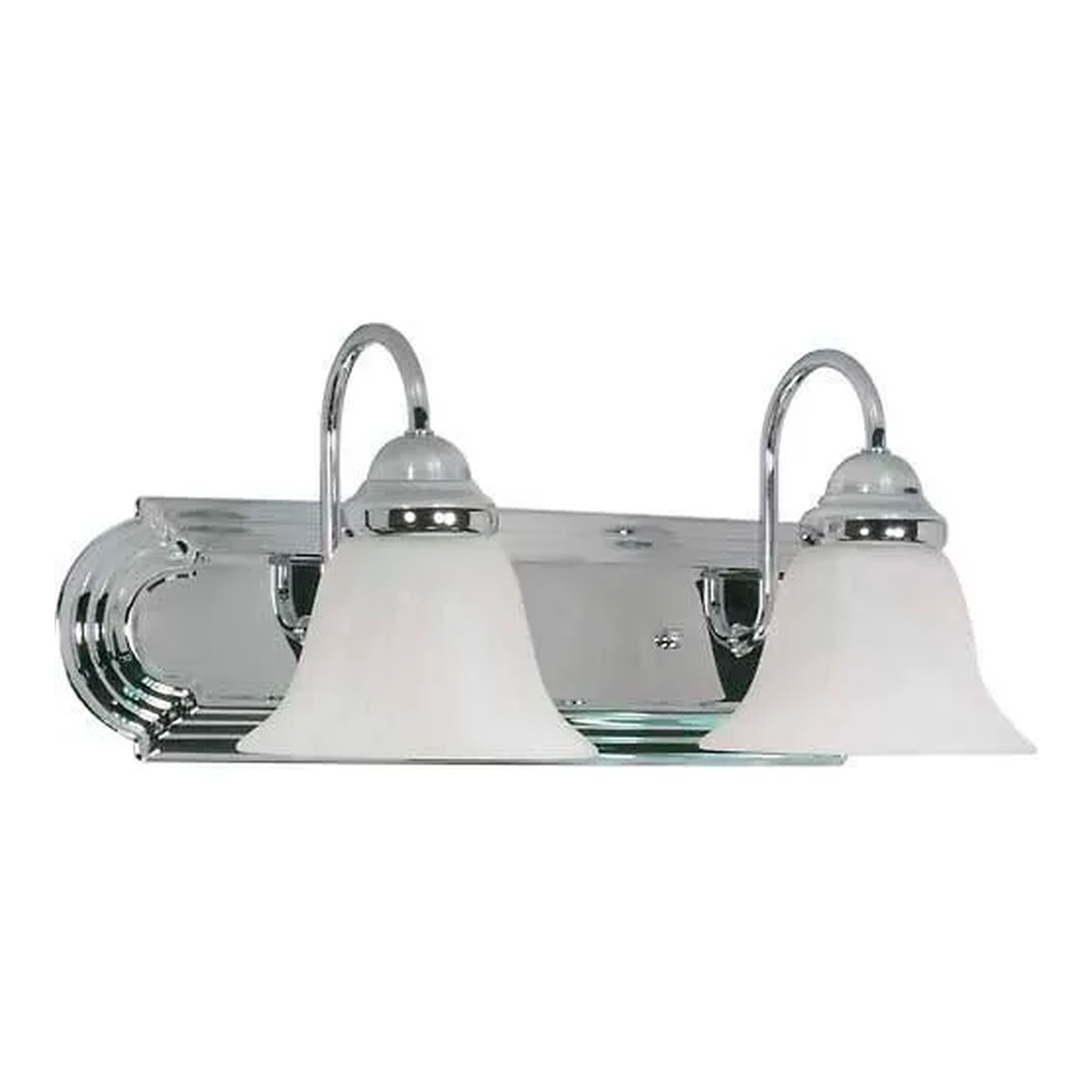 Two-Light Alabaster Polished Chrome Vanity and Wall Fixture