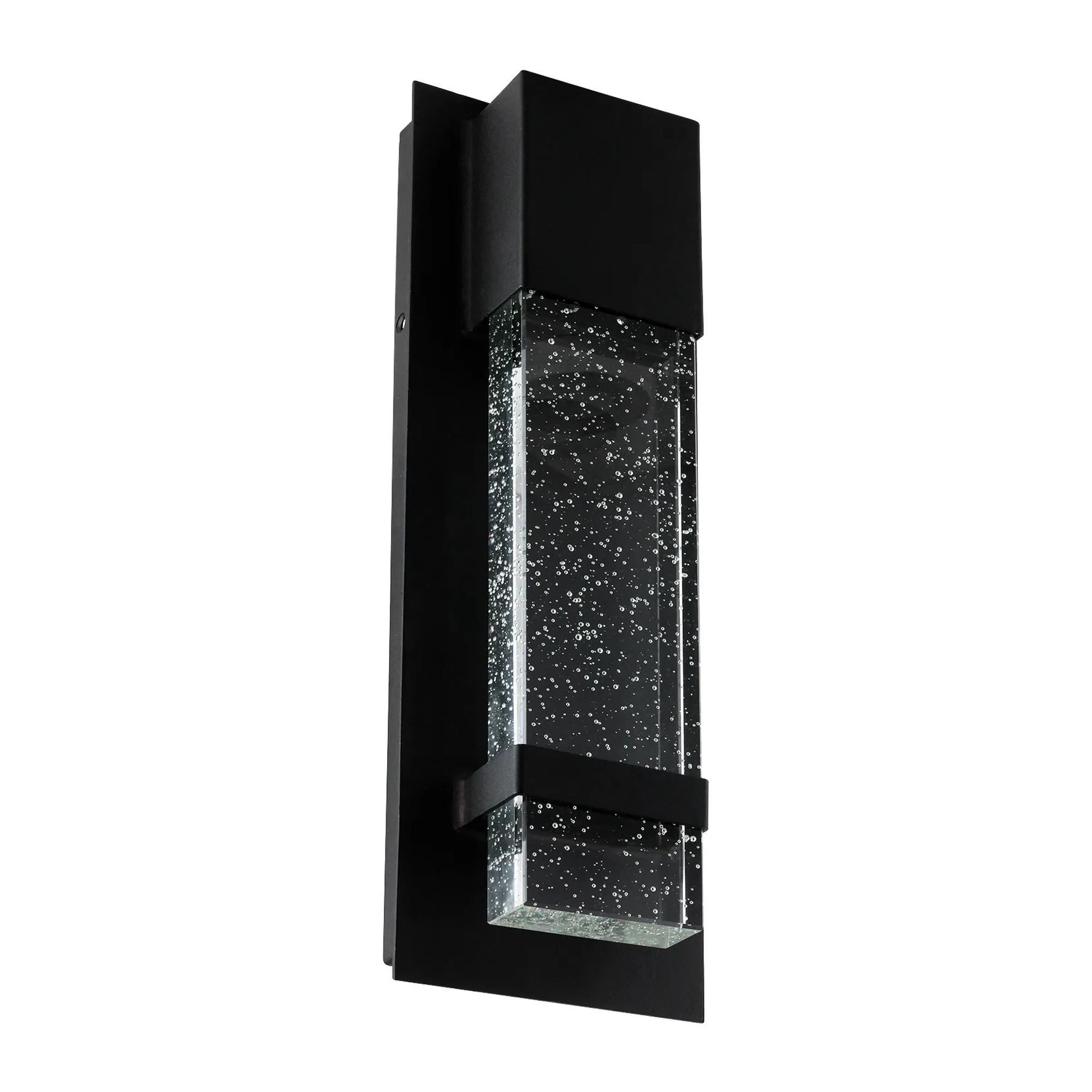 LED Wall Sconce with Rain Glass Panel, Black, 9W