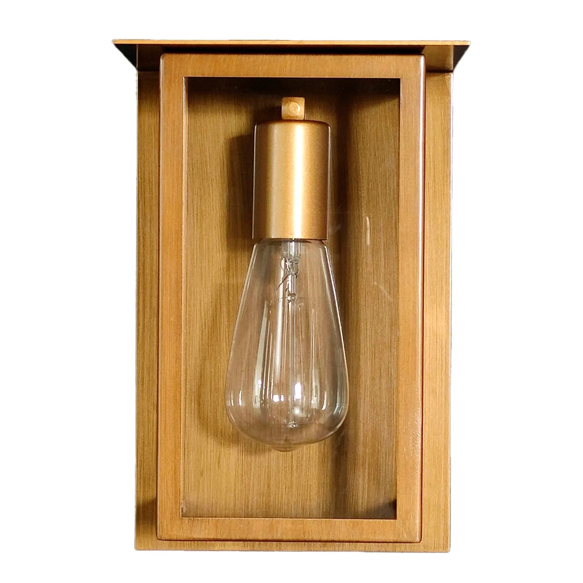Outdoor Wall Sconce with Clear Glass Panels, E26 Medium Base, Antique Gold