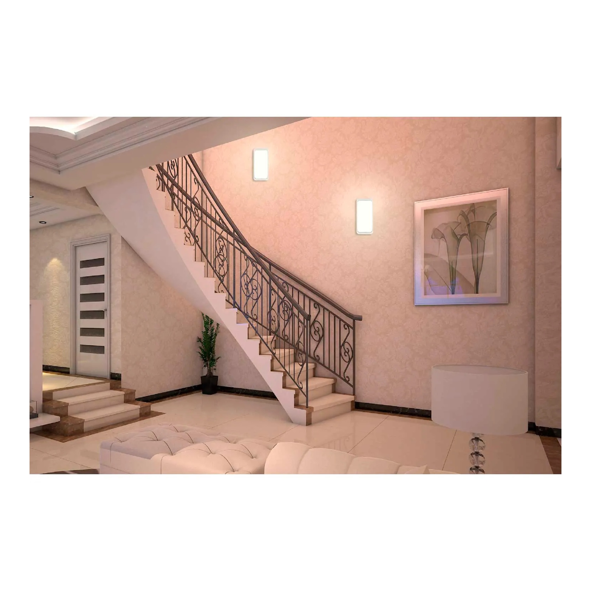 Black 12W motion-sensing LED ceiling and wall light with 5000K illumination