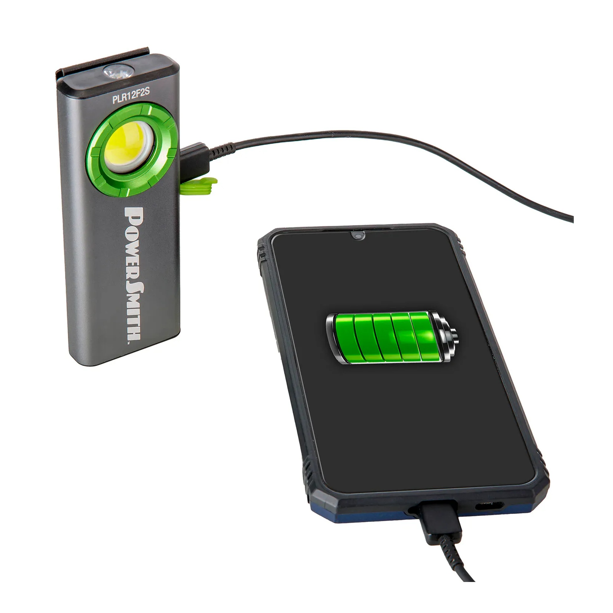 Black and green slim rechargeable flood and spot work light