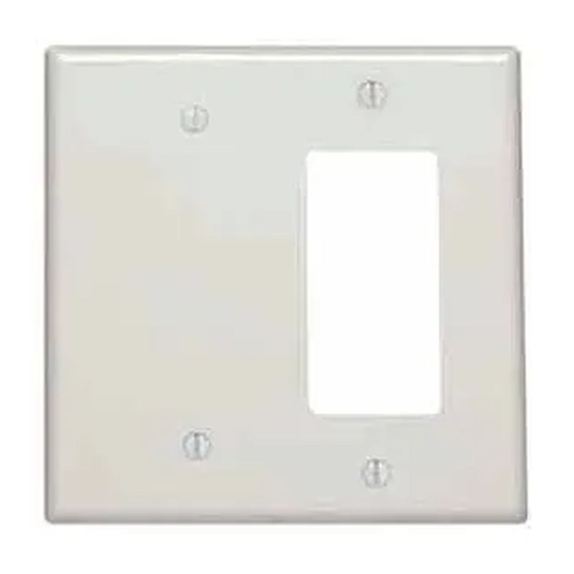 2-Gang Combination Wall Plate, 1 Blank and 1 Decora/GFCI Opening, Ivory