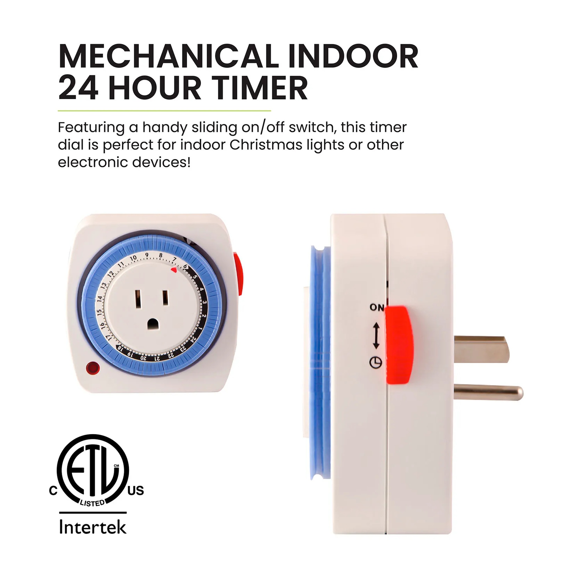 White 24-hour plug-in timer with pin-based scheduling controls