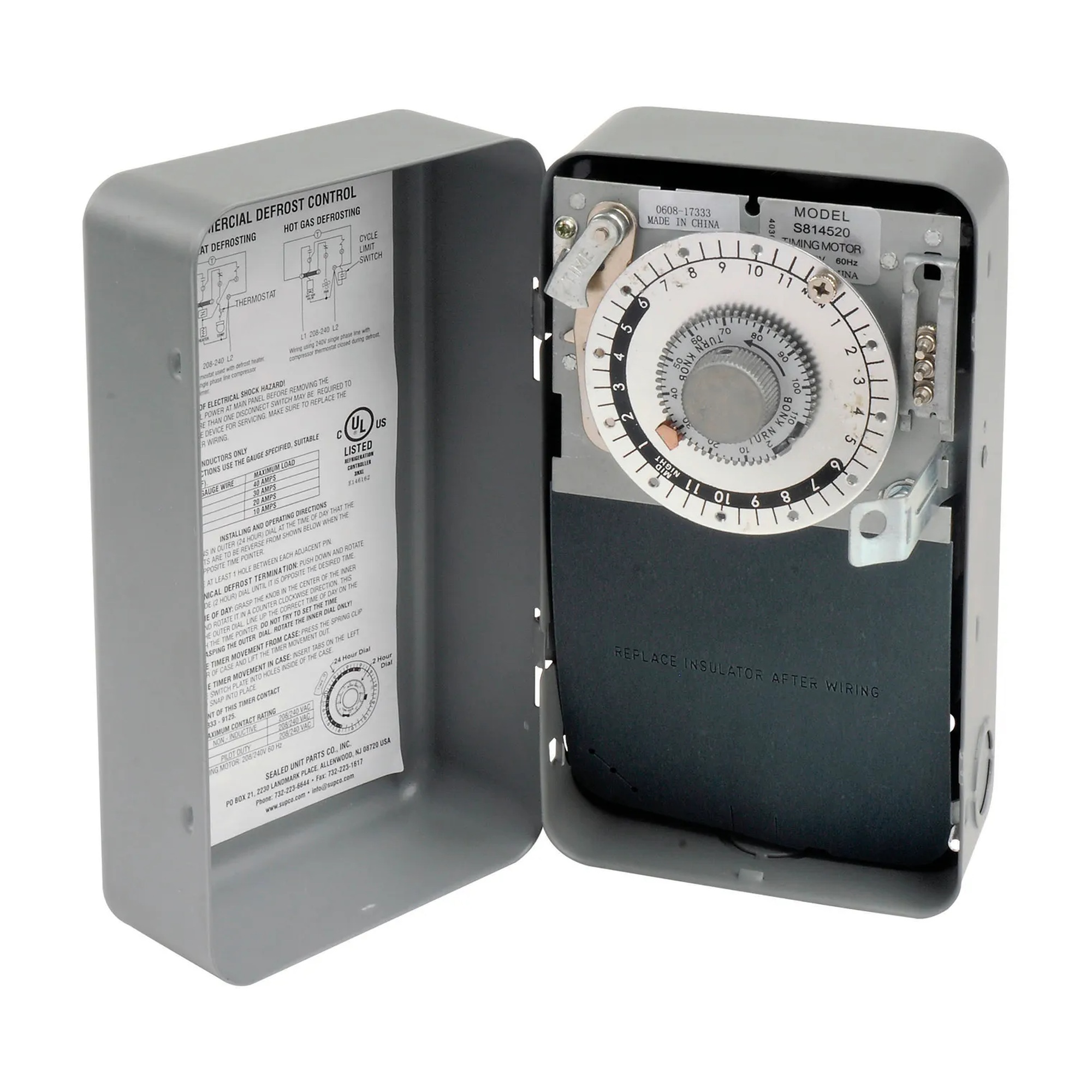 Time-initiated defrost control with steel case