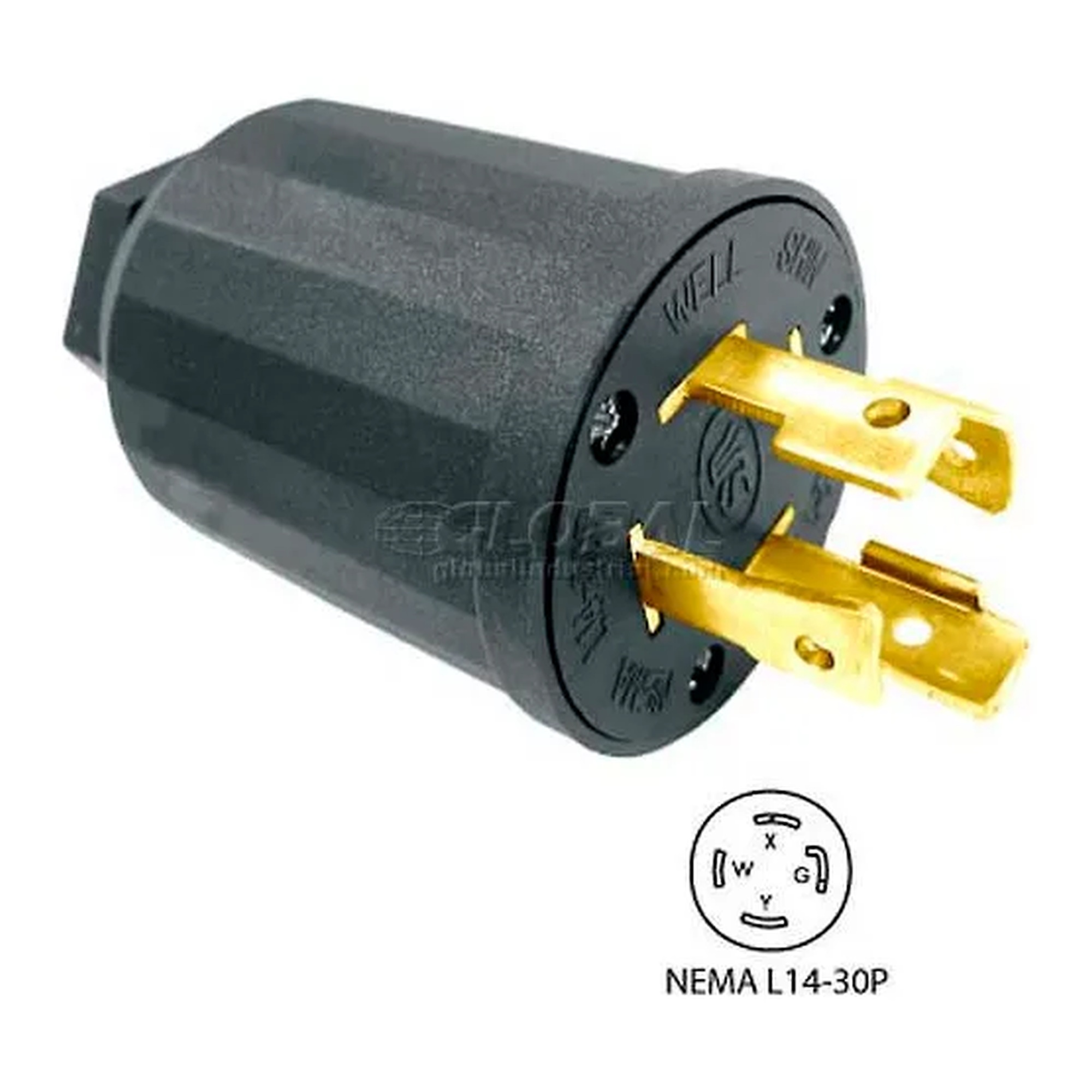 30 Amp NEMA L14-30P Locking Assembly Plug
