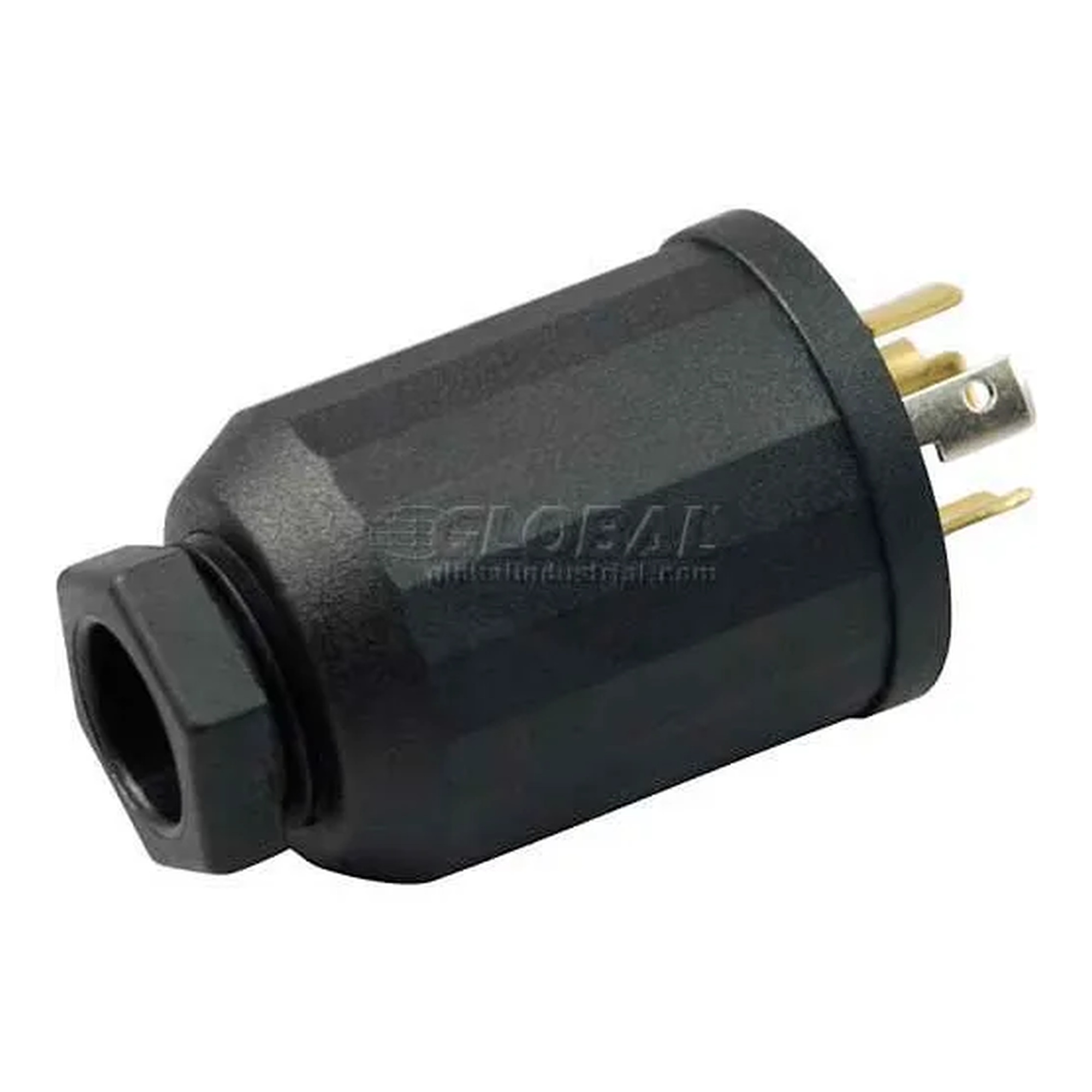 Black 20A NEMA L14-20P locking assembly plug