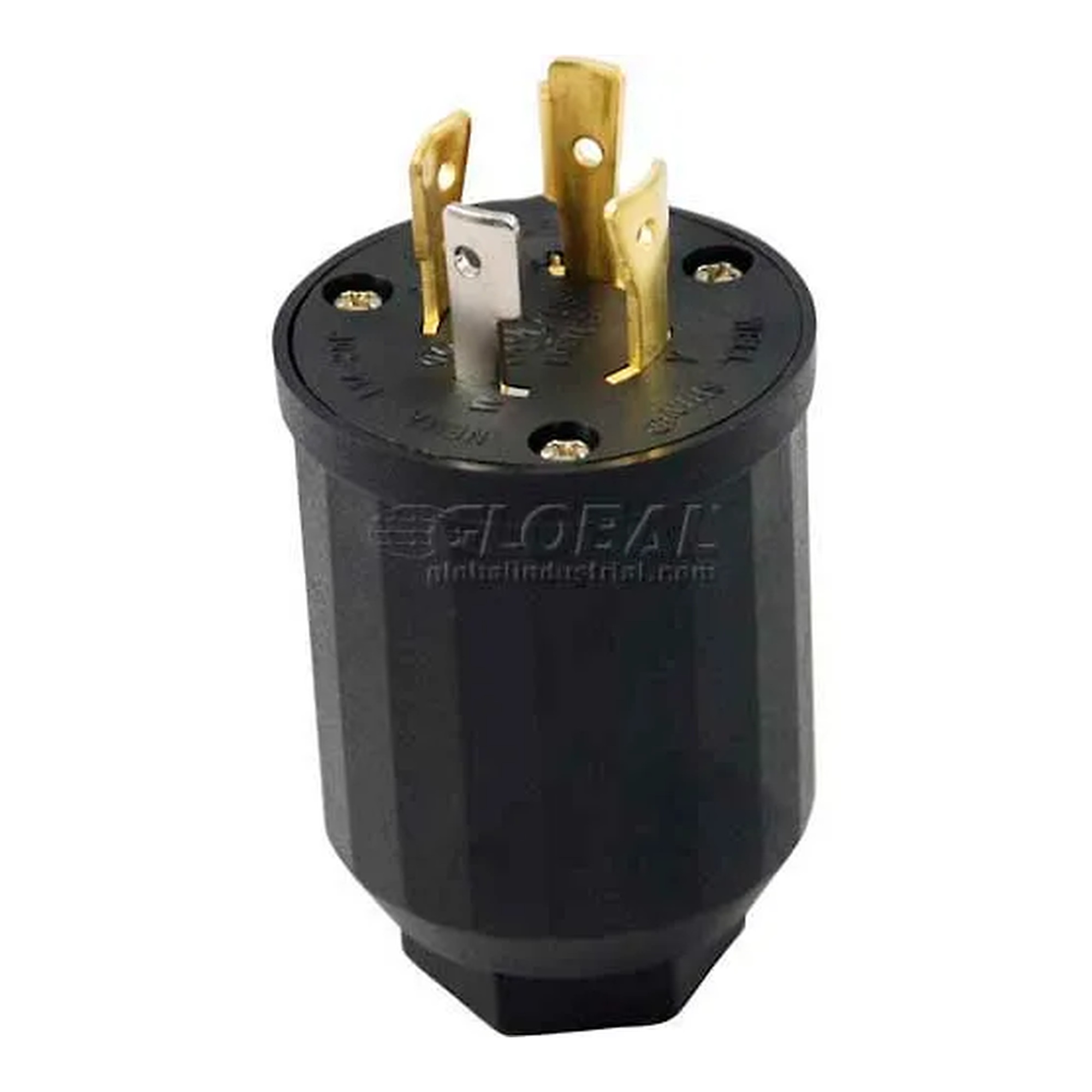 Black 20A NEMA L14-20P locking assembly plug