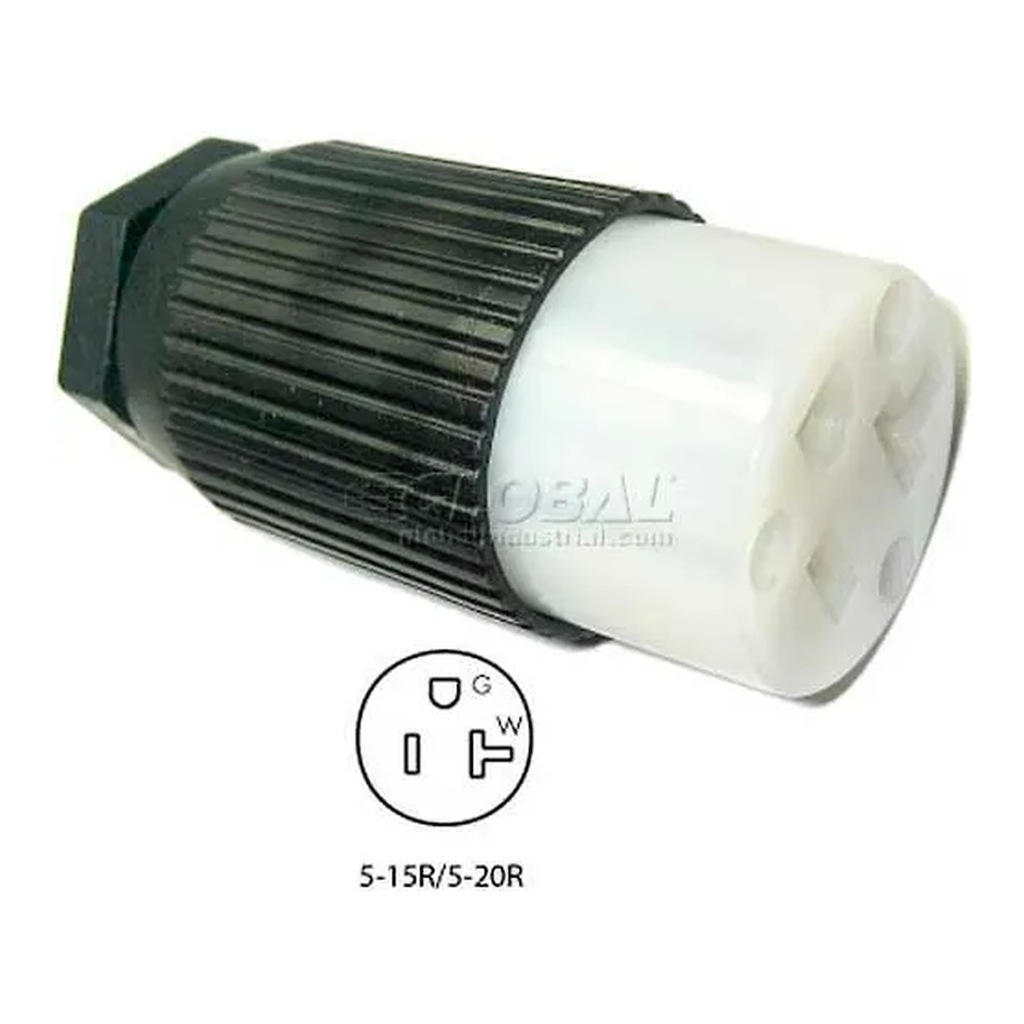 15/20 Amp Straight-Blade Female Connector, NEMA 5-15/20R, Black