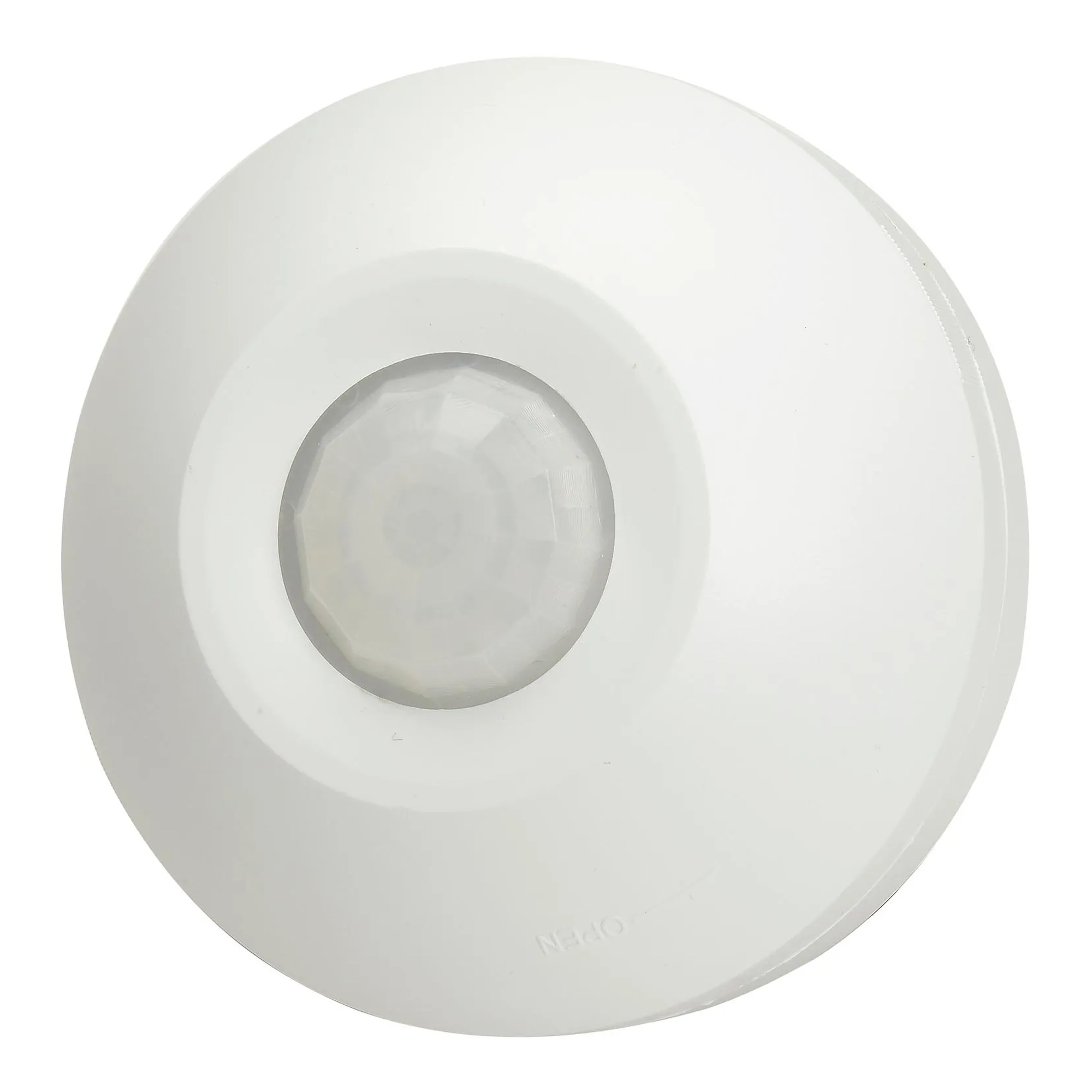 White ceiling-mount occupancy sensor with integrated switching relay