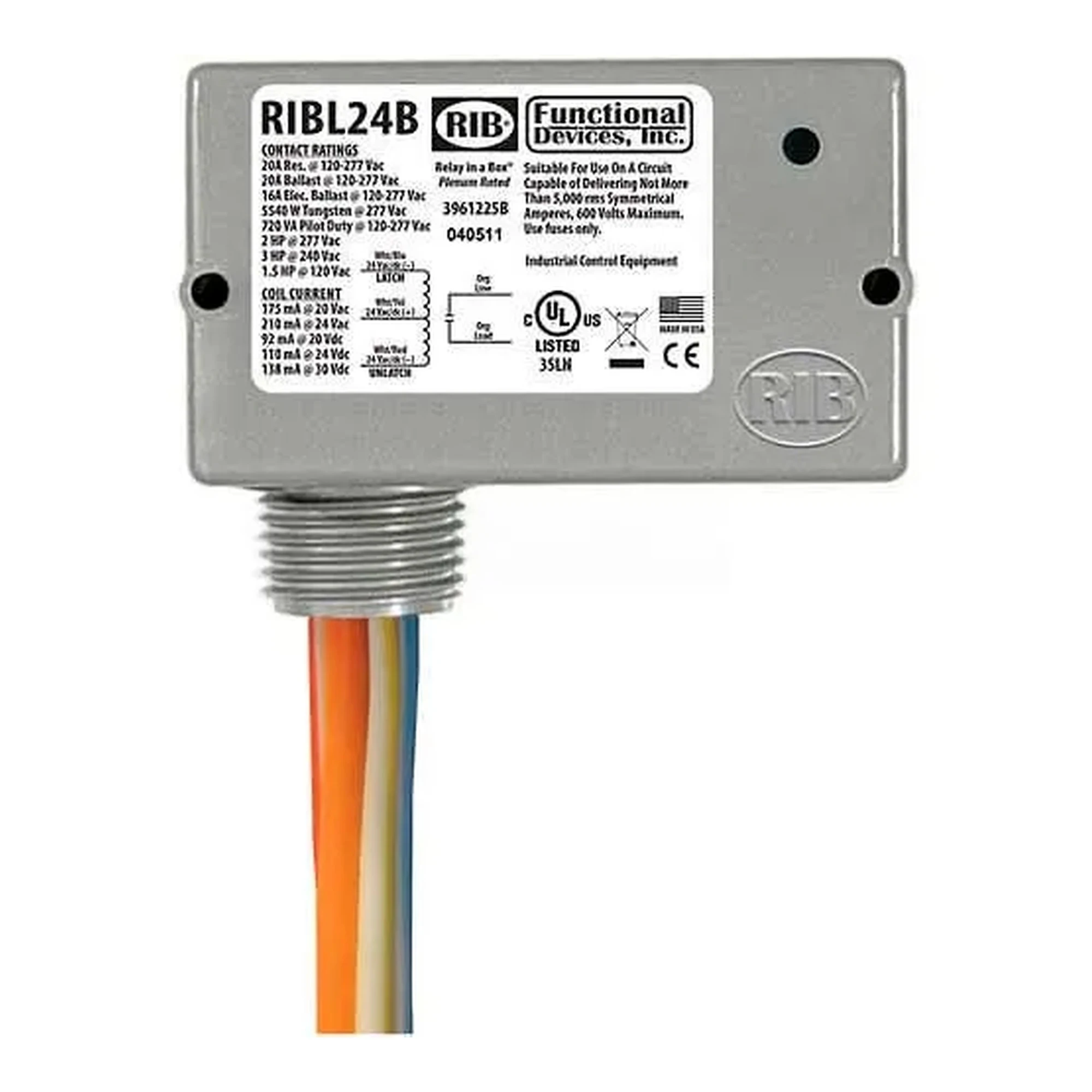 Enclosed Latching Relay, 20A, 24VAC/DC