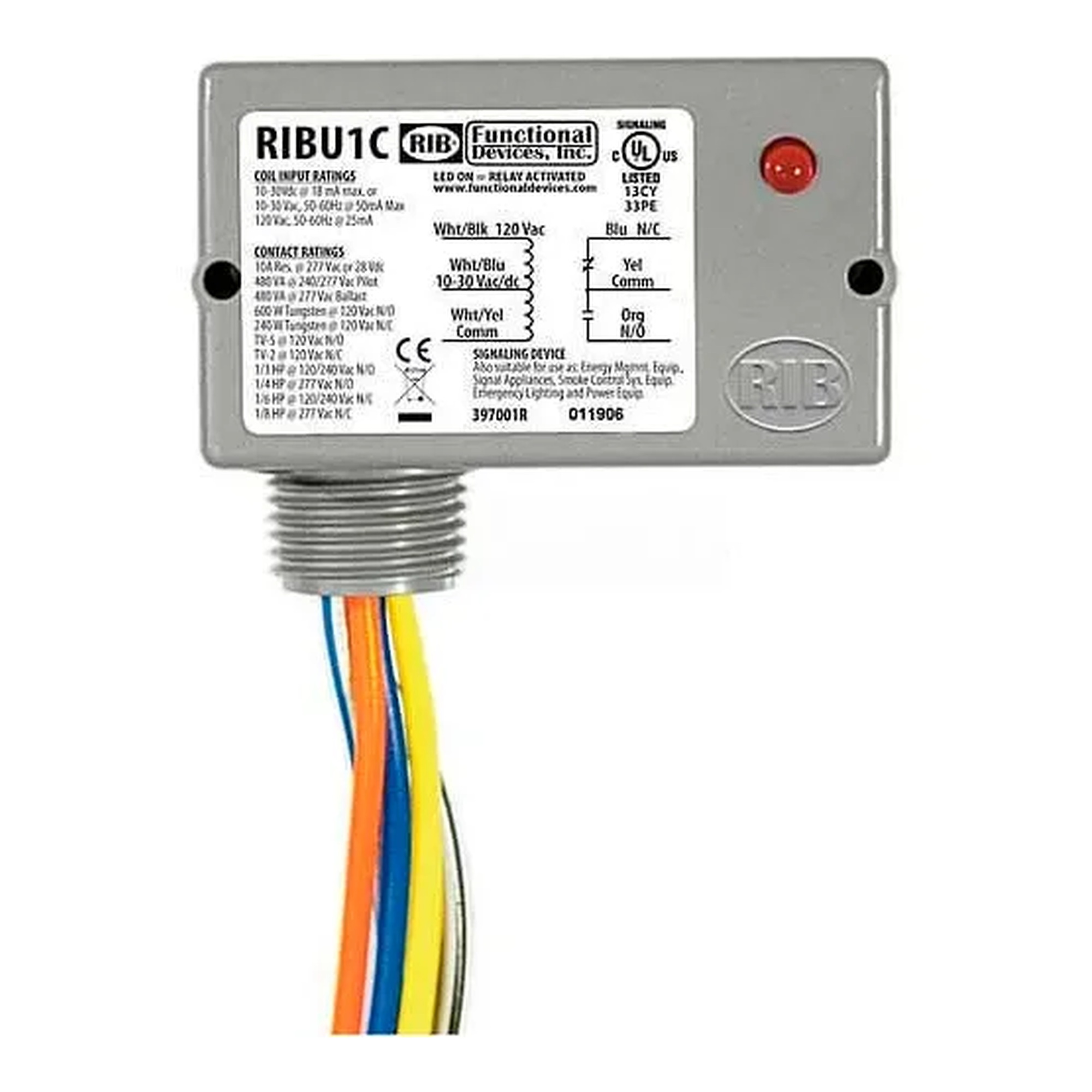Enclosed 10A SPDT Relay with LED Indicator - 2.8 in W x 1.5 in H x 1.7 D