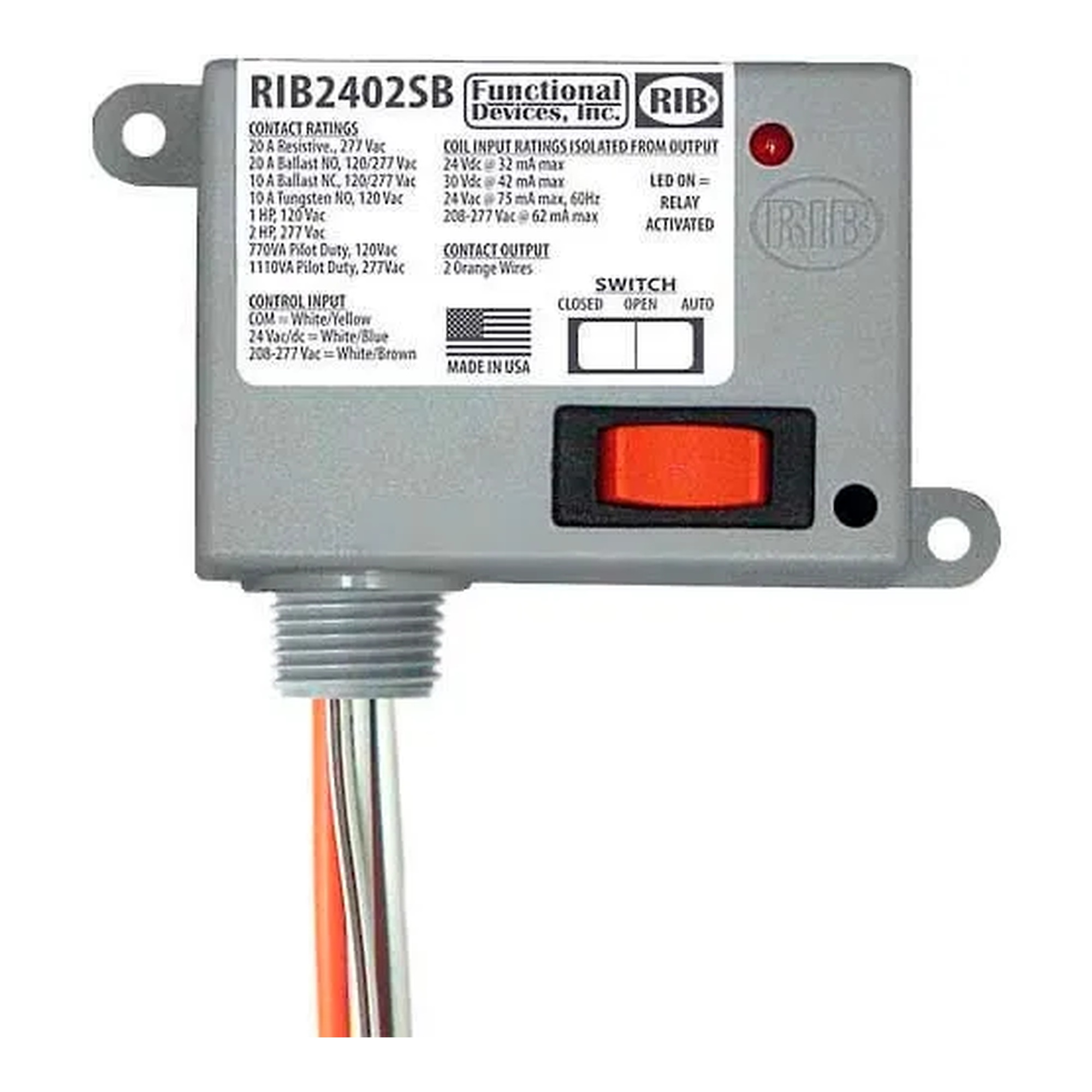 20A Enclosed SPST-NO Power Relay with Override