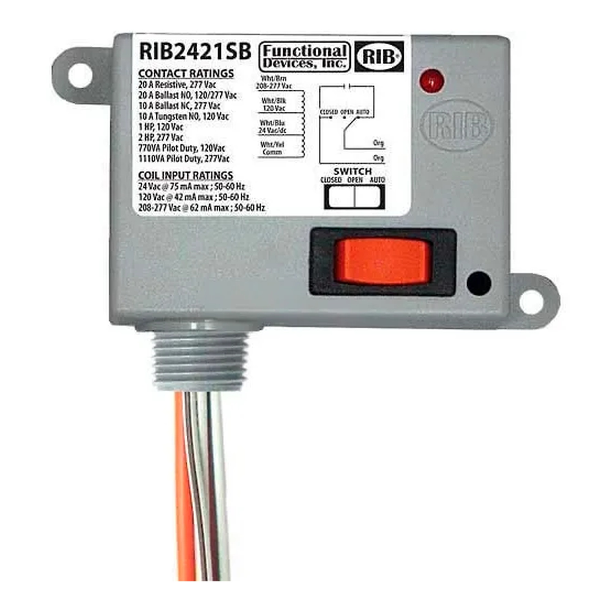 Enclosed 20A SPDT-NO Power Relay with Override