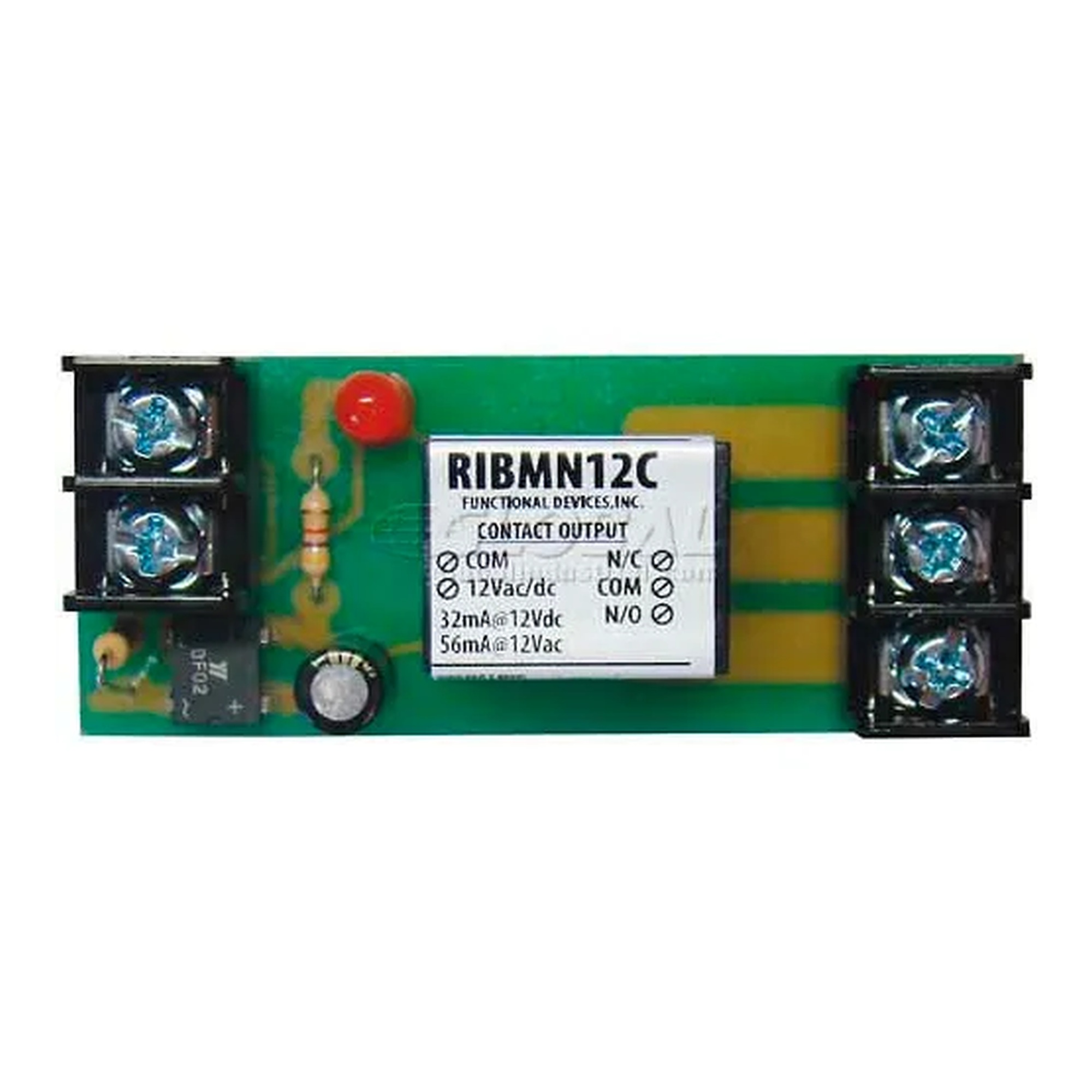 15A SPDT Track-Mount Relay, 12VAC/DC
