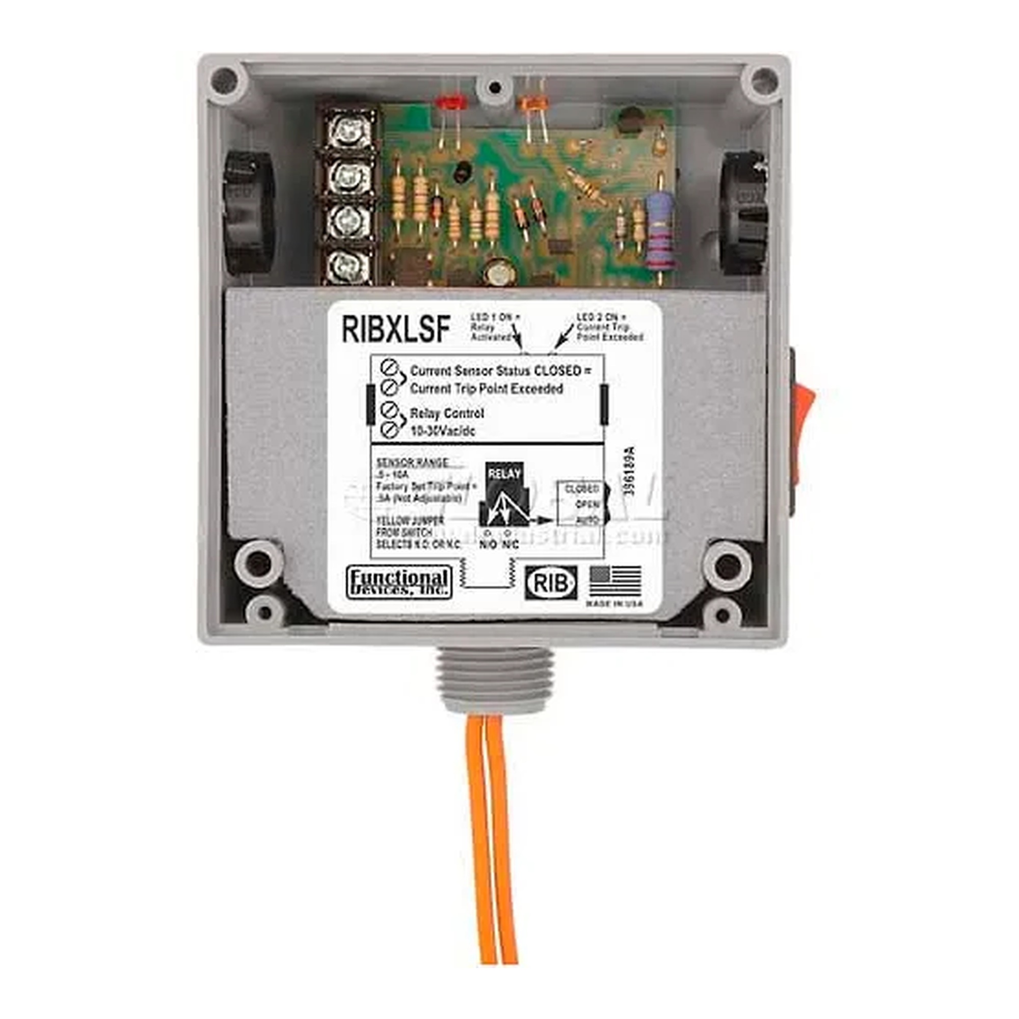 Enclosed Internal AC Current Sensor Relay, Fixed 10A SPST